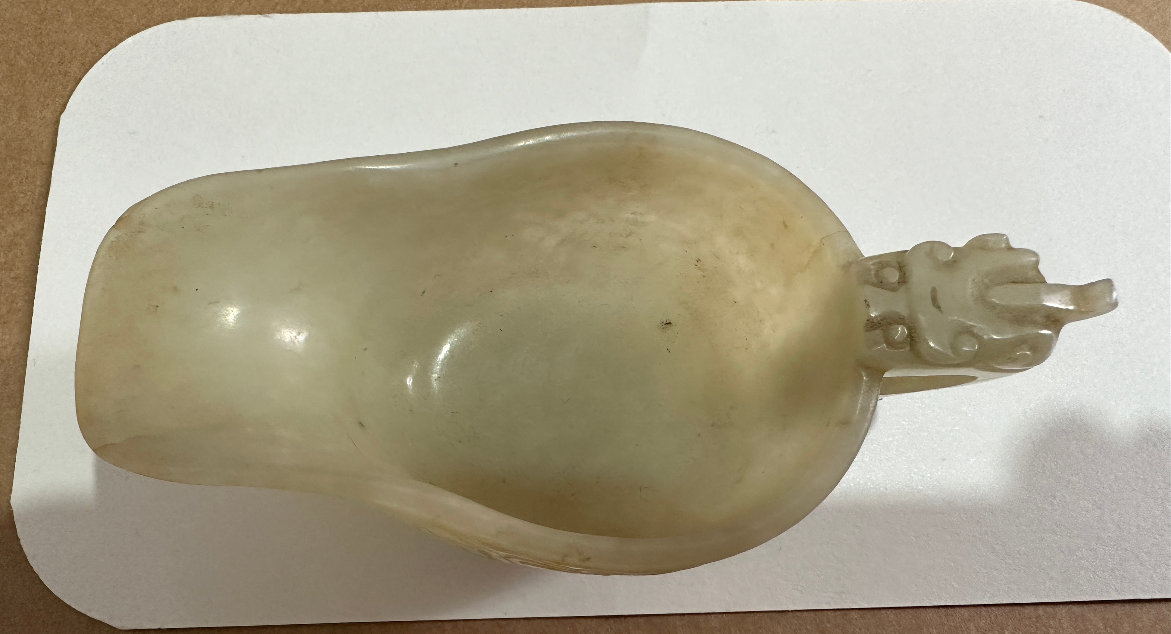 A CHINESE CELADON JADE LIBATION CUP on stand, Ch'ien Lung Period?-ex John Sparks London - Image 19 of 24
