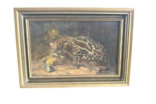Cuthbert Edmund Swan Oil on Board painting of a Leopard Cub