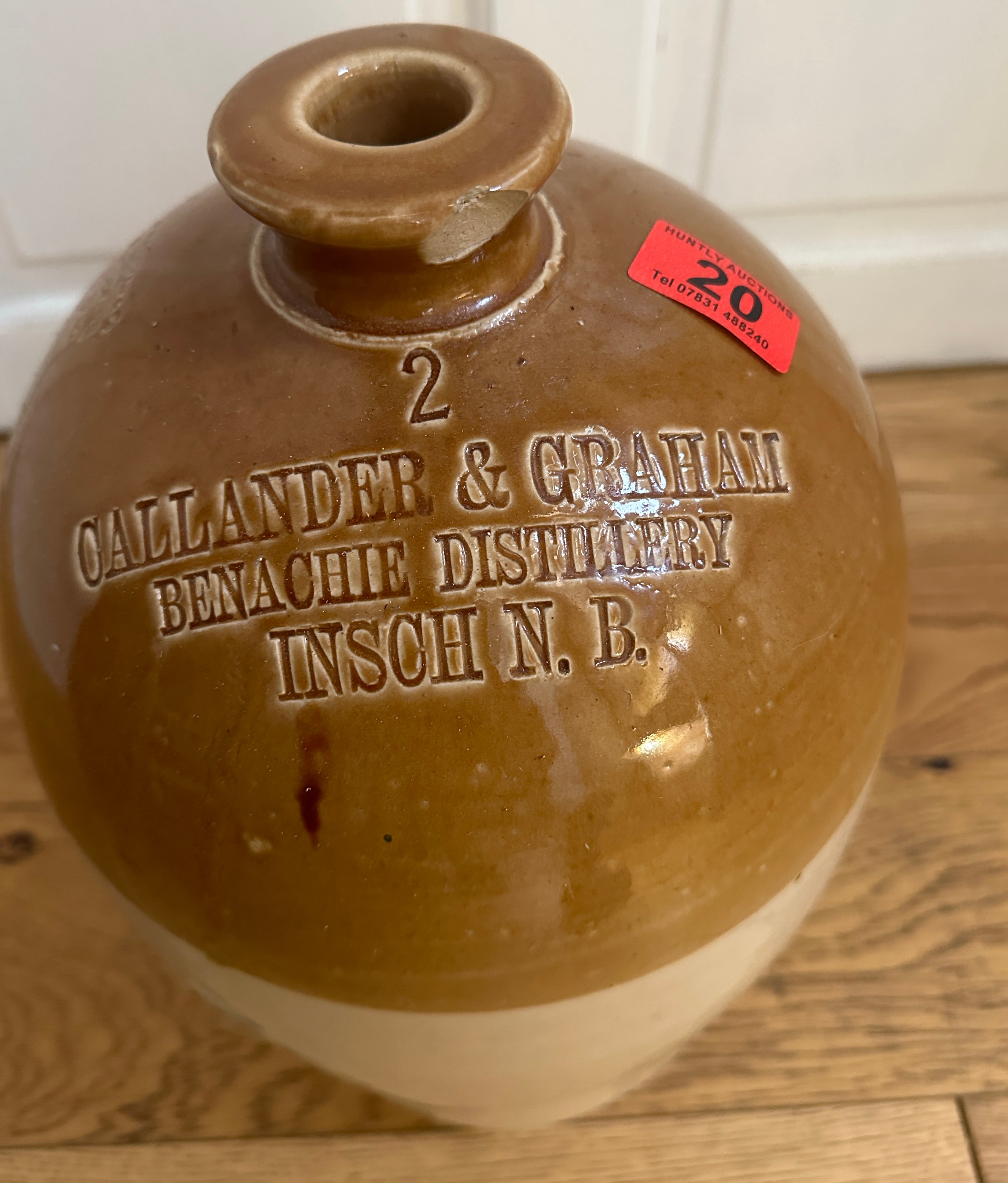 Antique Benachie Distillery Insch (Callander&Graham) Stoneware Whisky Flagon 15" tall. - Image 4 of 10