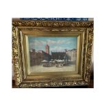 Antique Gilt Framed R B johnston Italian "Verona" Oil Painting - 19 3/4" x 16".