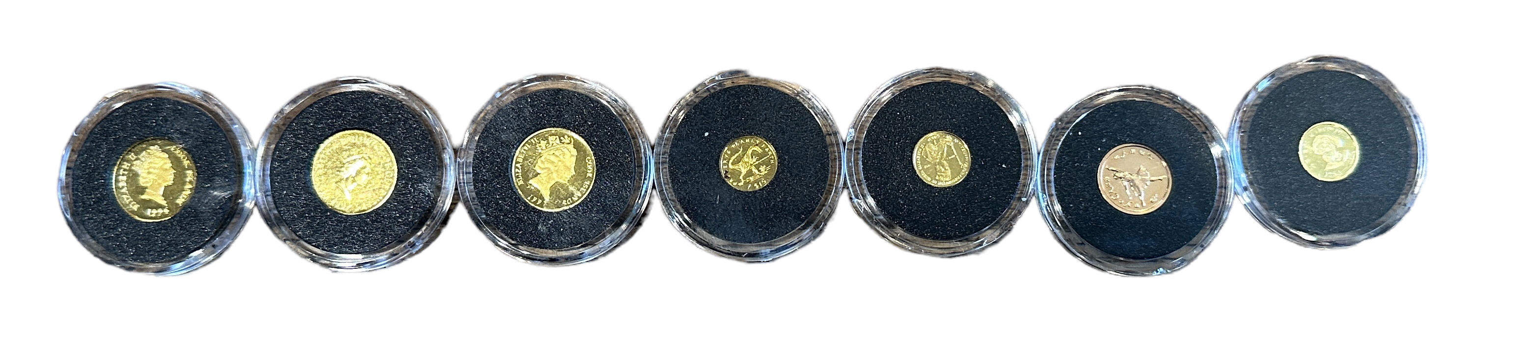 Lot of 7 Miniature Gold Coins to include - Yellowstone 10 dollars-Guernsey £5-Cook Islands. - Image 9 of 9