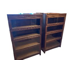 Antique Matching Pair of GUNN Section Bookcases each 4 sections - Bookcases 57" x 34" x 9 5/8"