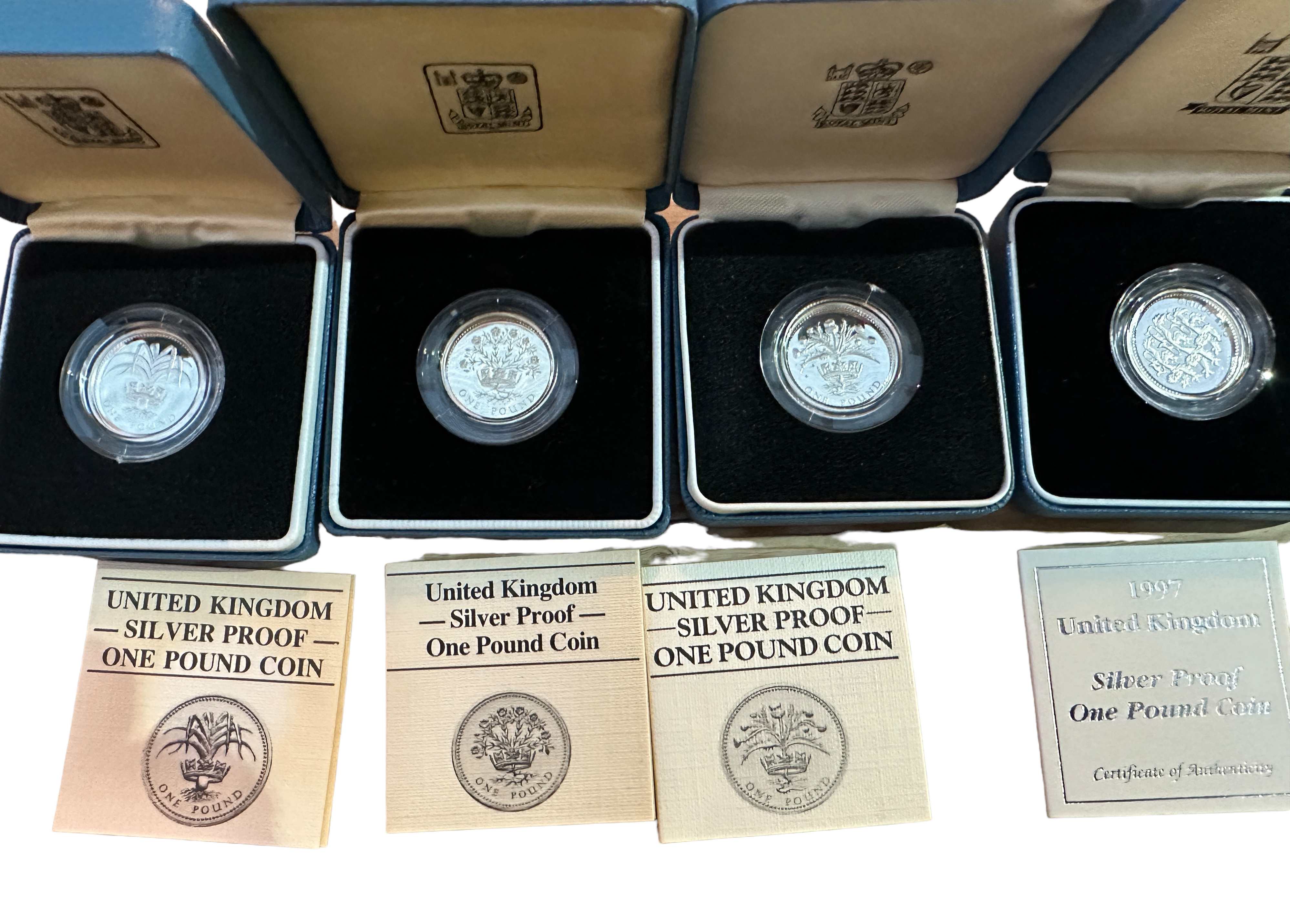 Lot of 3 Boxed Silver Proof £1 Coins and Boxed 1997 Silver Proof Coin - Image 2 of 3