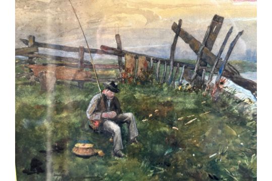 Joseph Thorburn Ross Oil Painting of "Fishing on the River Tweed" - Image 6 of 7