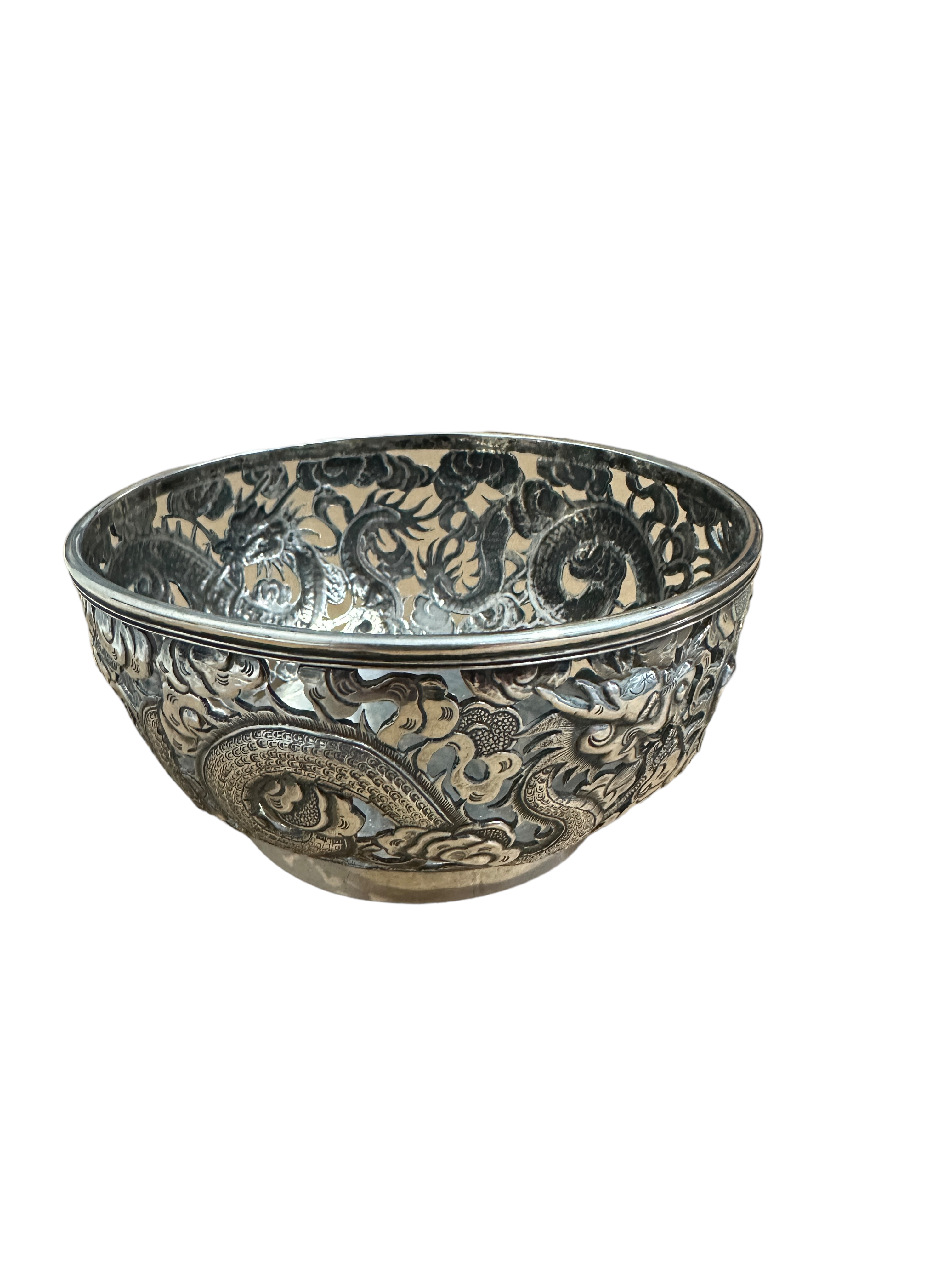 Antique Chinese Export Pierced Silver Bowl - 11.2cm diameter and 5.7cm tall. - Image 3 of 13