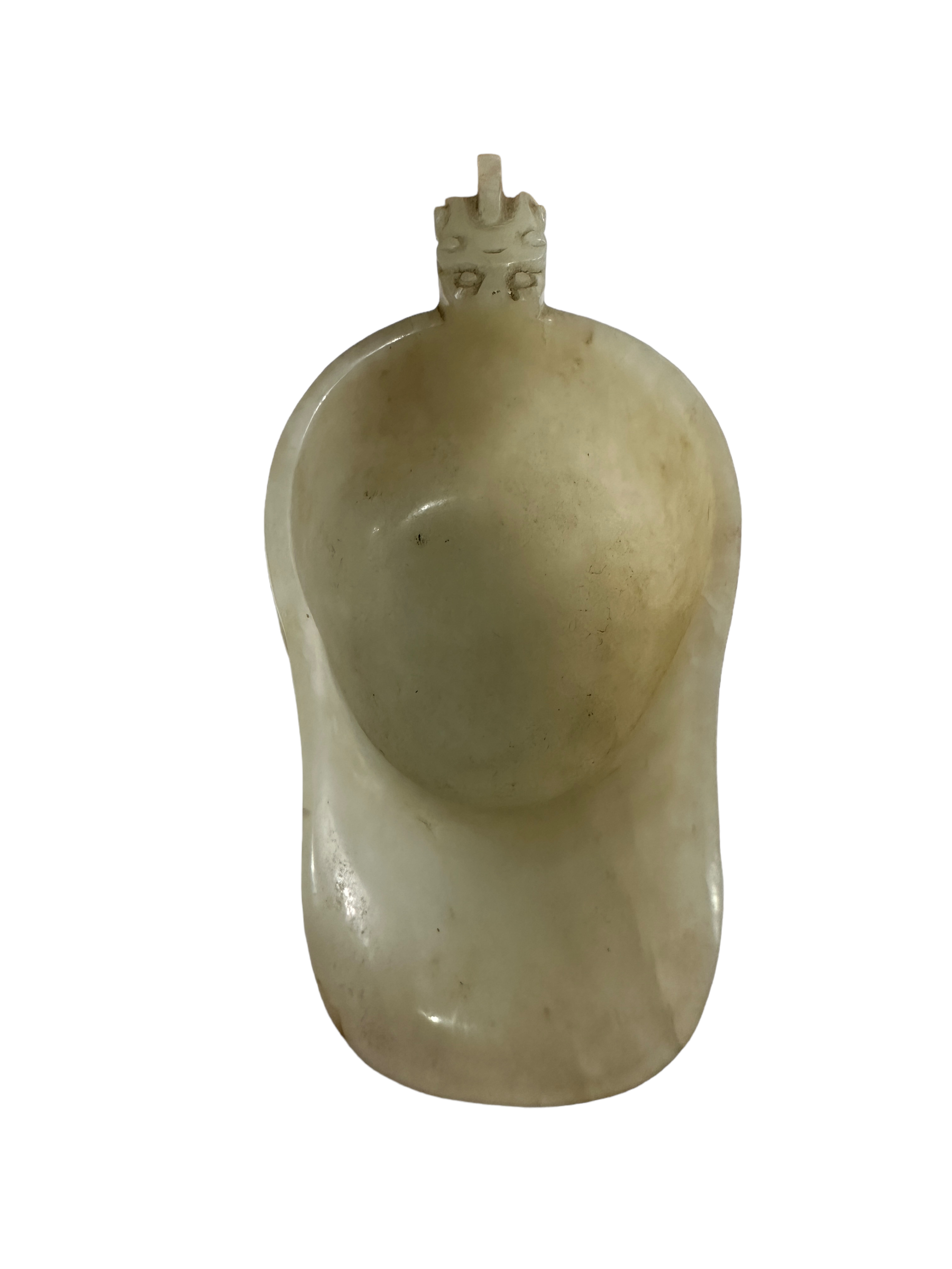 A CHINESE CELADON JADE LIBATION CUP on stand, Ch'ien Lung Period?-ex John Sparks London - Image 3 of 24