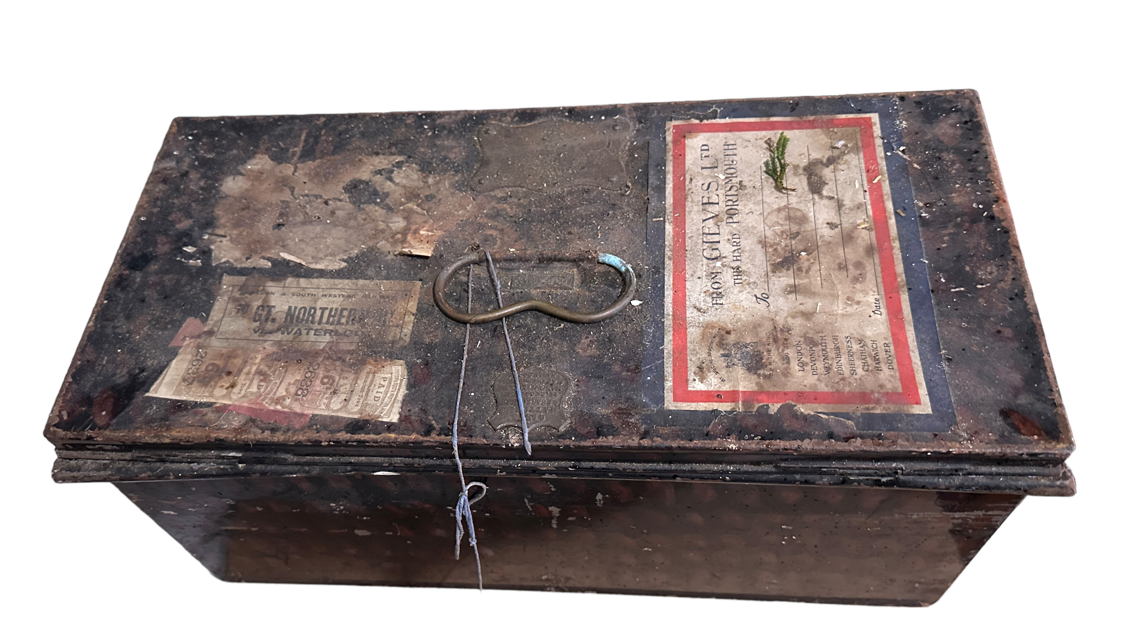 Victorian Naval Hat and Epaulettes in Tin Box.