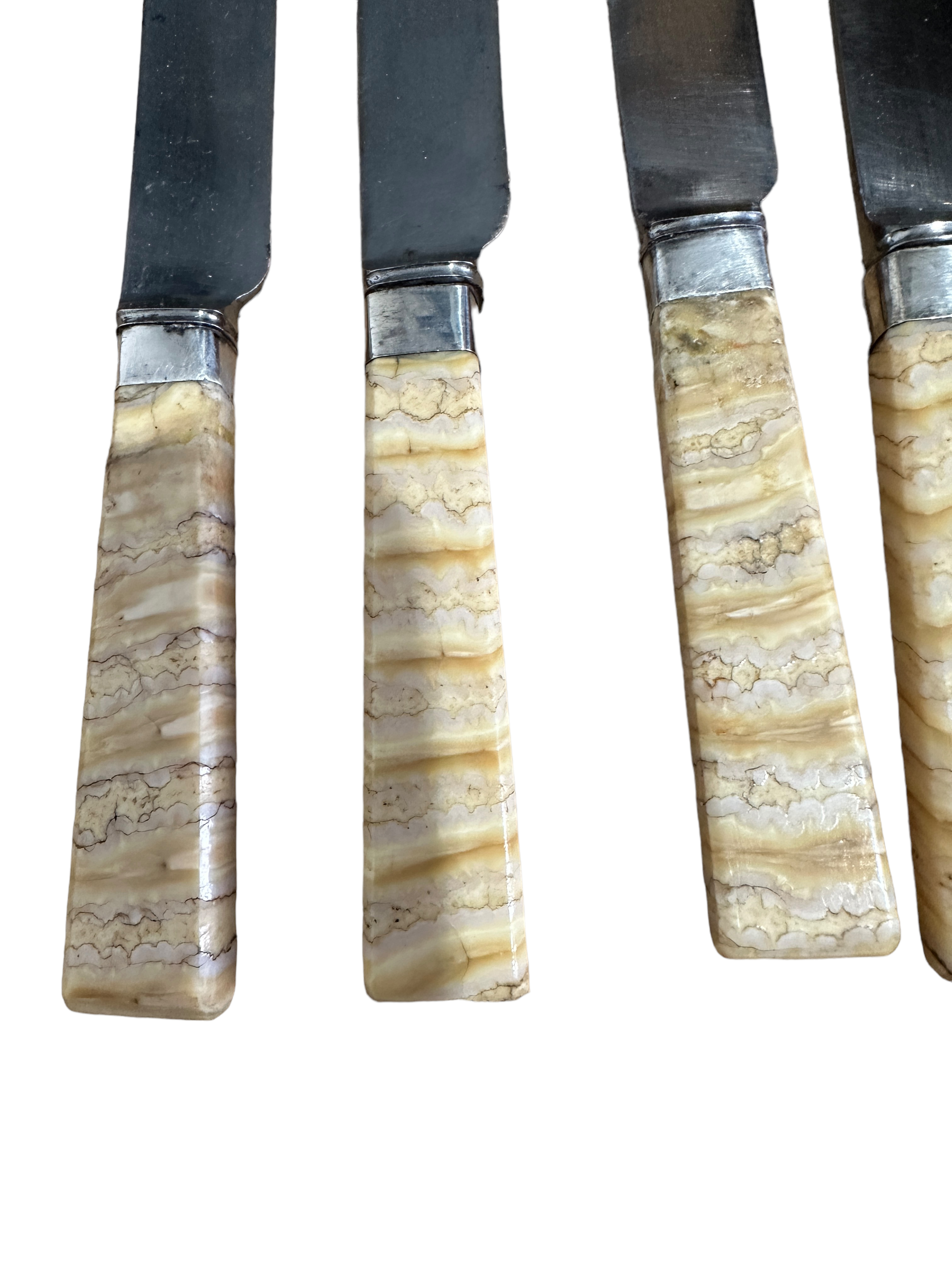 Lot of 6 Walker&Hall Silver Collared Table Knives with Mammoth Tooth Ivory Handles. - Image 3 of 5