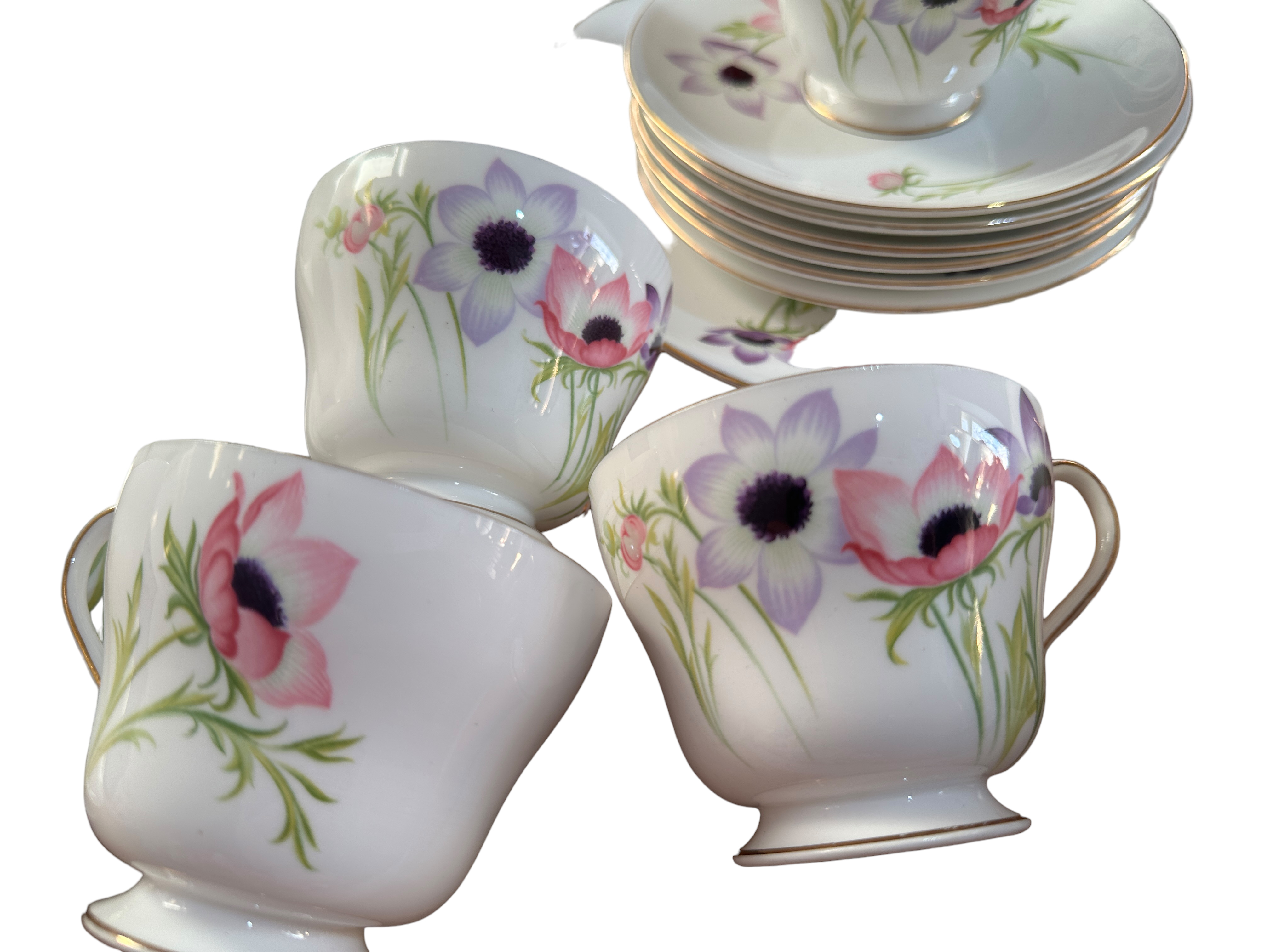 Vintage Shelley "Anemone Pattern" Teaset - 19 pieces. - Image 2 of 6