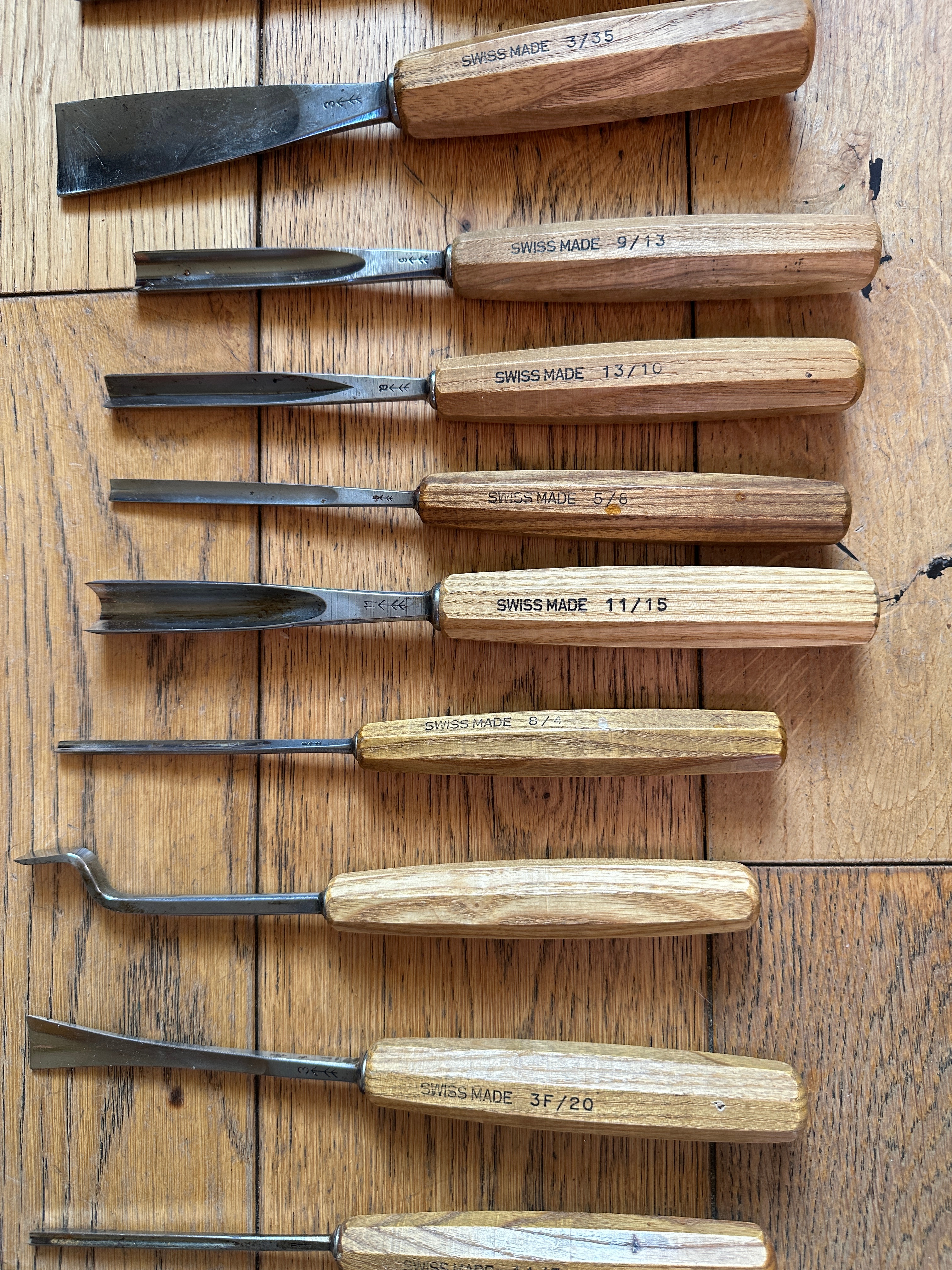 Lot of 27 Swiss Made Woodworking Chisels. - Image 11 of 12