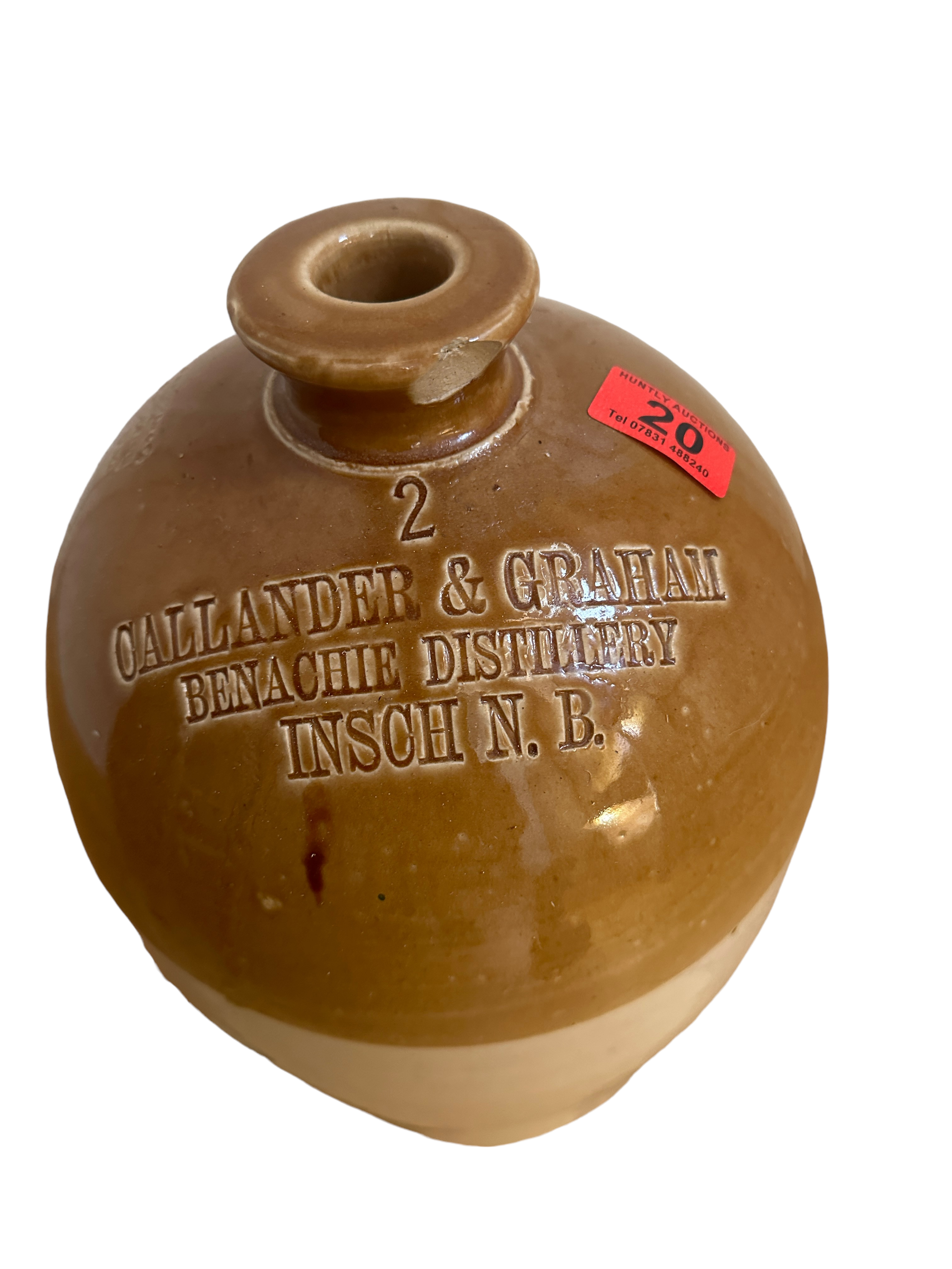 Antique Benachie Distillery Insch (Callander&Graham) Stoneware Whisky Flagon 15" tall. - Image 3 of 10