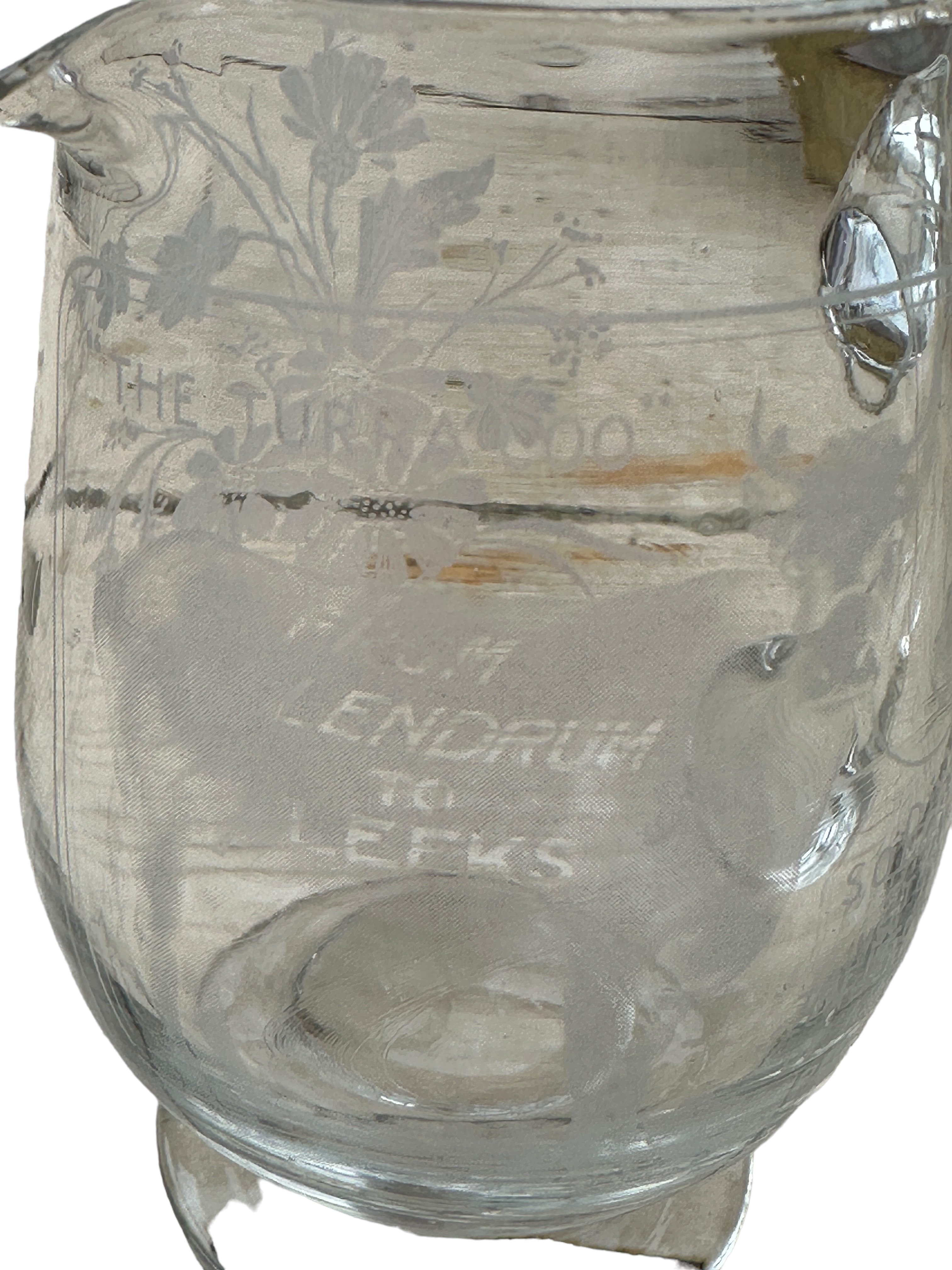 Antique Glass " The Turra Coo from Lendrum to Leeks" Jug - 4" tall. Condition Report: It is our - Image 6 of 8