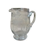Antique Glass " The Turra Coo from Lendrum to Leeks" Jug - 4" tall. Condition Report: It is our