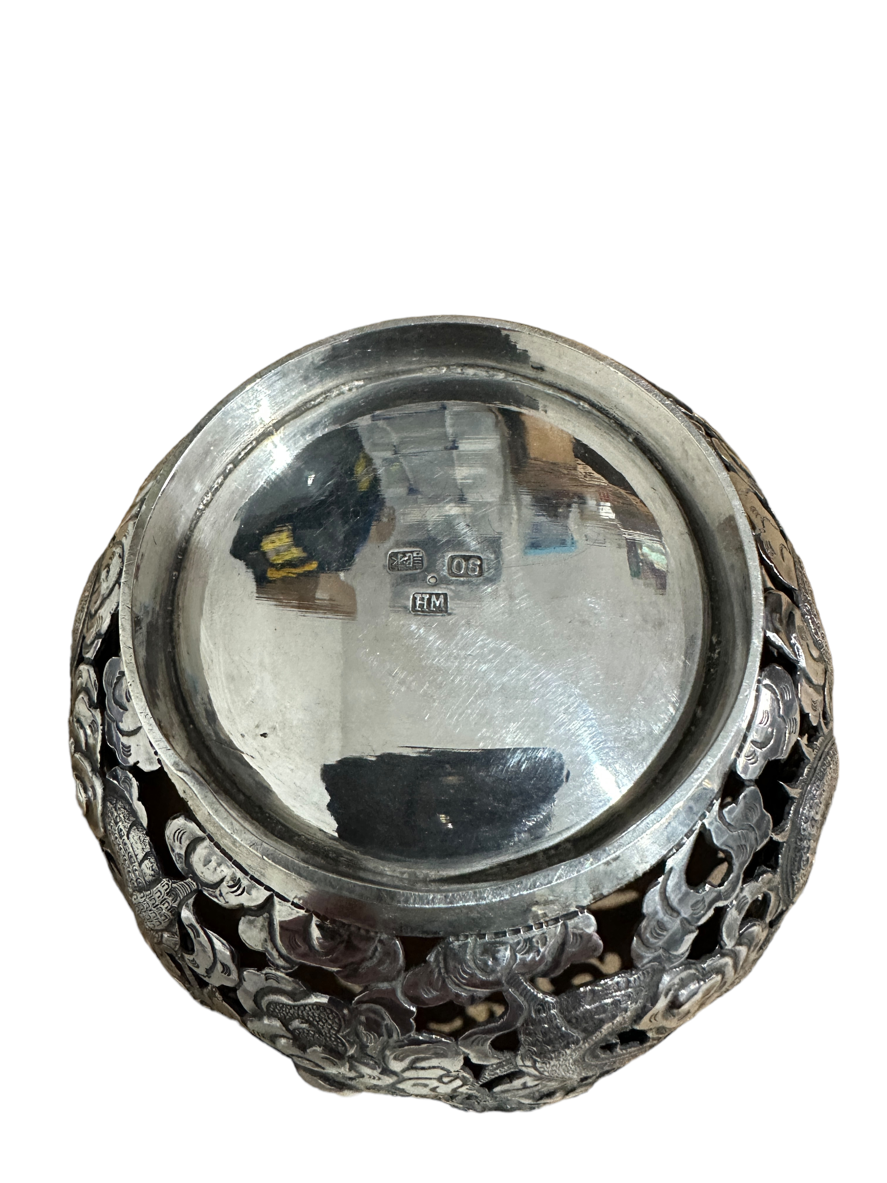 Antique Chinese Export Pierced Silver Bowl - 11.2cm diameter and 5.7cm tall. - Image 12 of 13