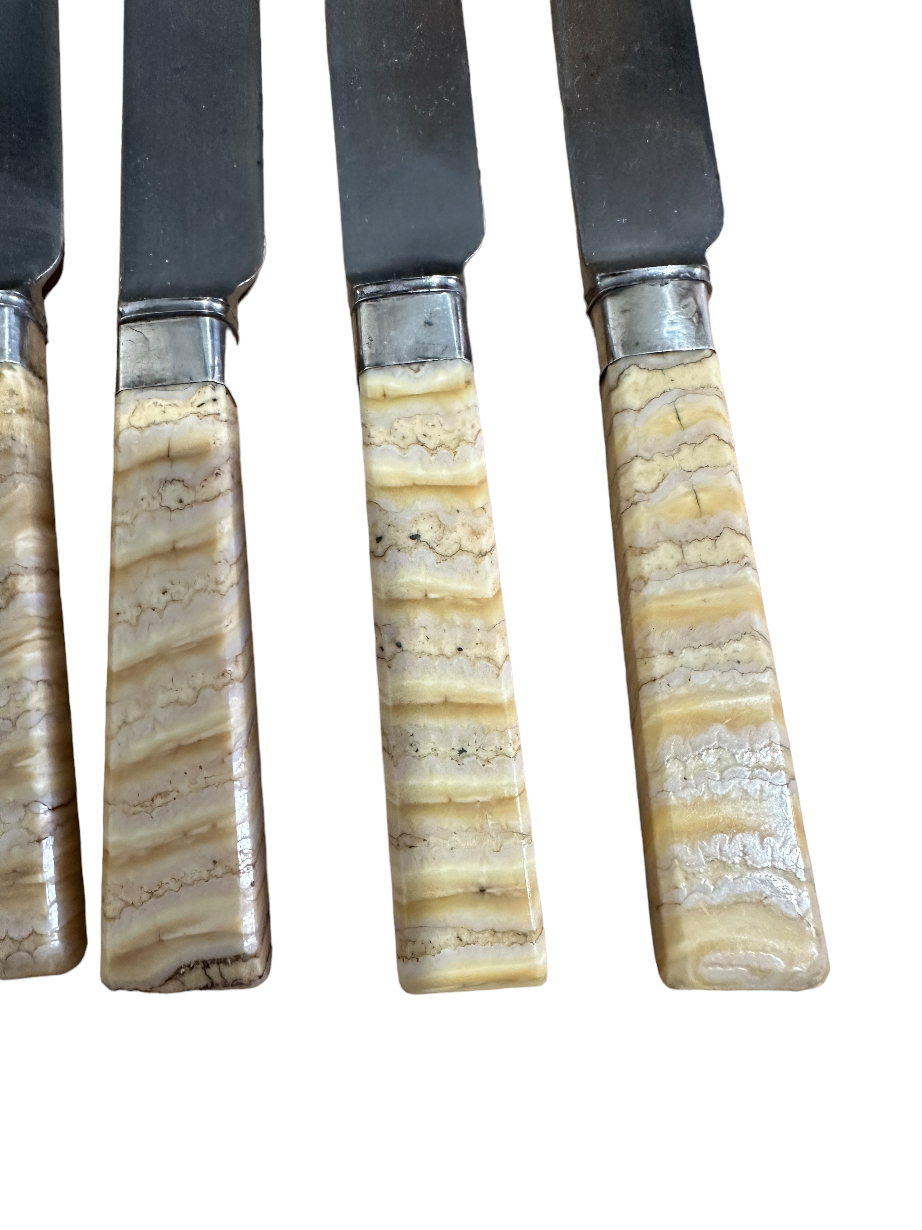 Lot of 6 Walker&Hall Silver Collared Table Knives with Mammoth Tooth Ivory Handles. - Image 5 of 5