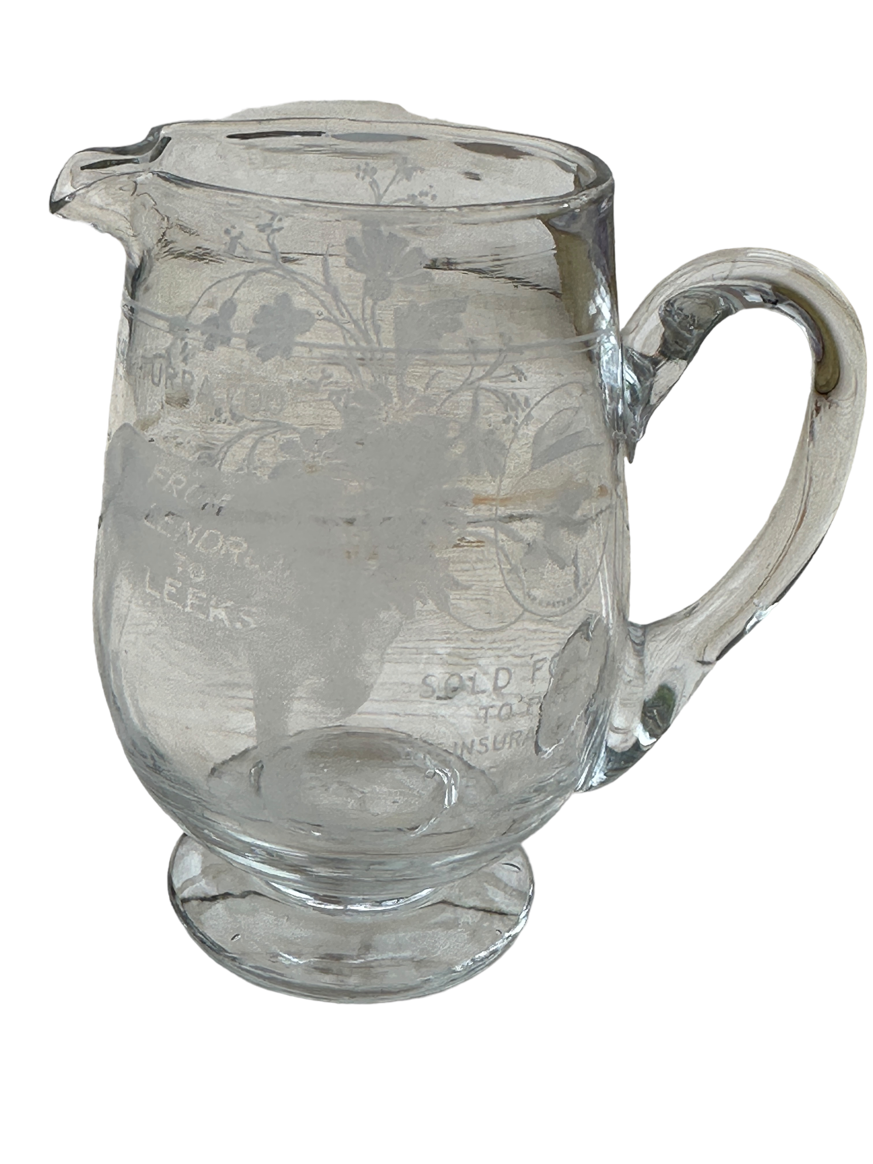 Antique Glass " The Turra Coo from Lendrum to Leeks" Jug - 4" tall. Condition Report: It is our - Image 3 of 8