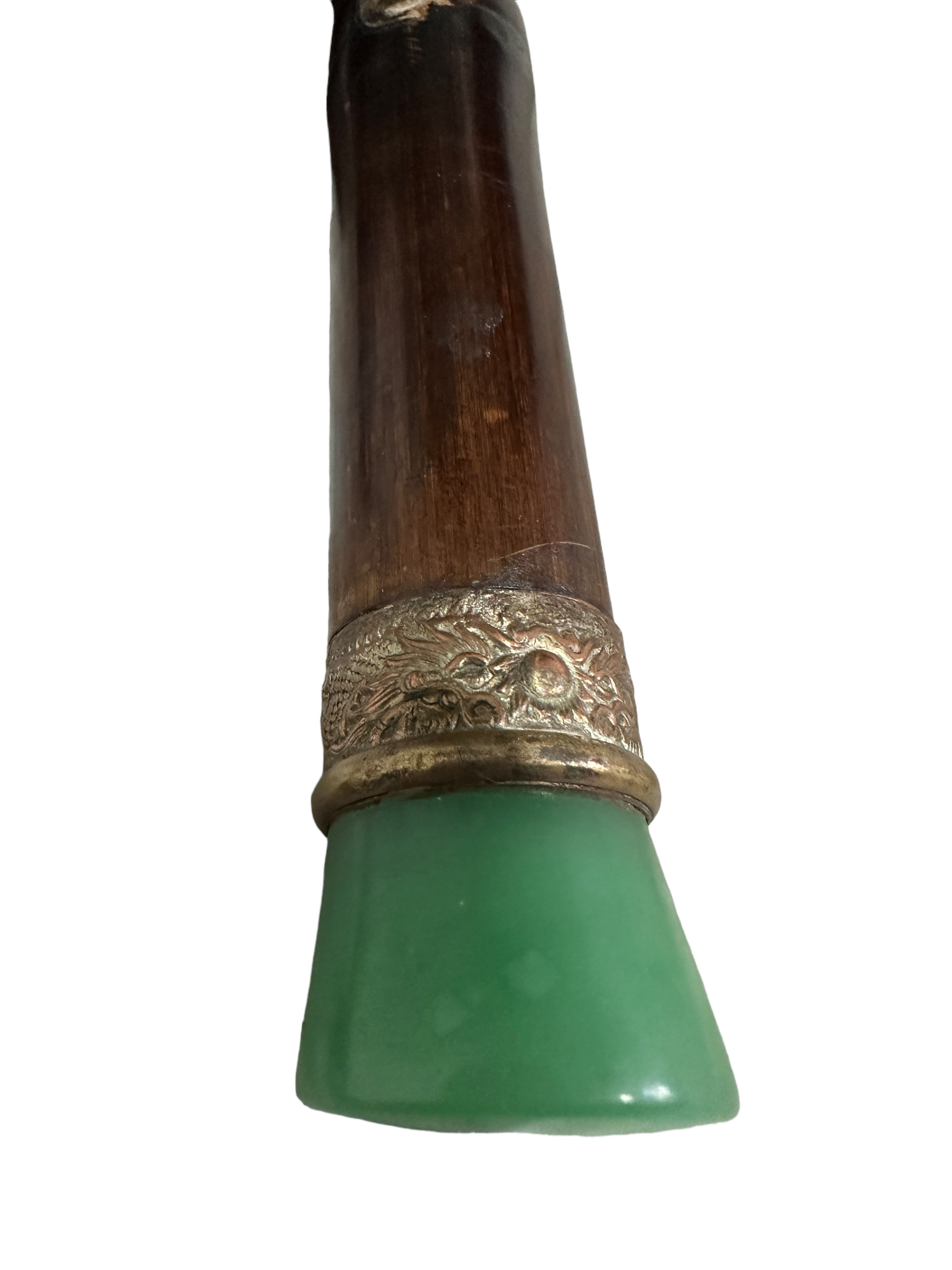 Lot of Opium Pipe with Jade Fittings on Stand-Bone and Wood Opium Pipes+2 Resin examples - Image 4 of 11