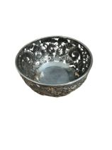 Antique Chinese Export Pierced Silver Bowl - 11.2cm diameter and 5.7cm tall.