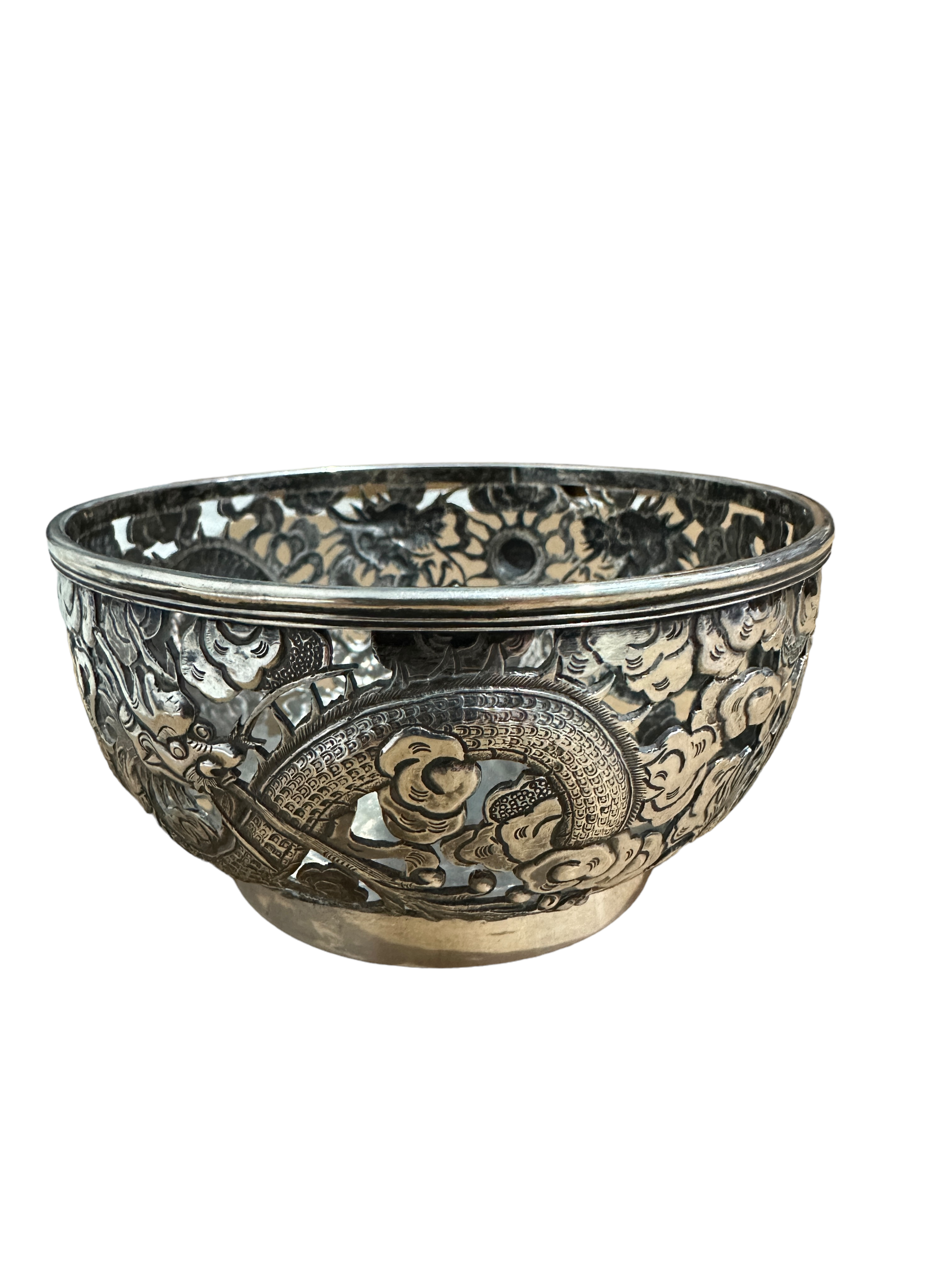 Antique Chinese Export Pierced Silver Bowl - 11.2cm diameter and 5.7cm tall. - Image 6 of 13