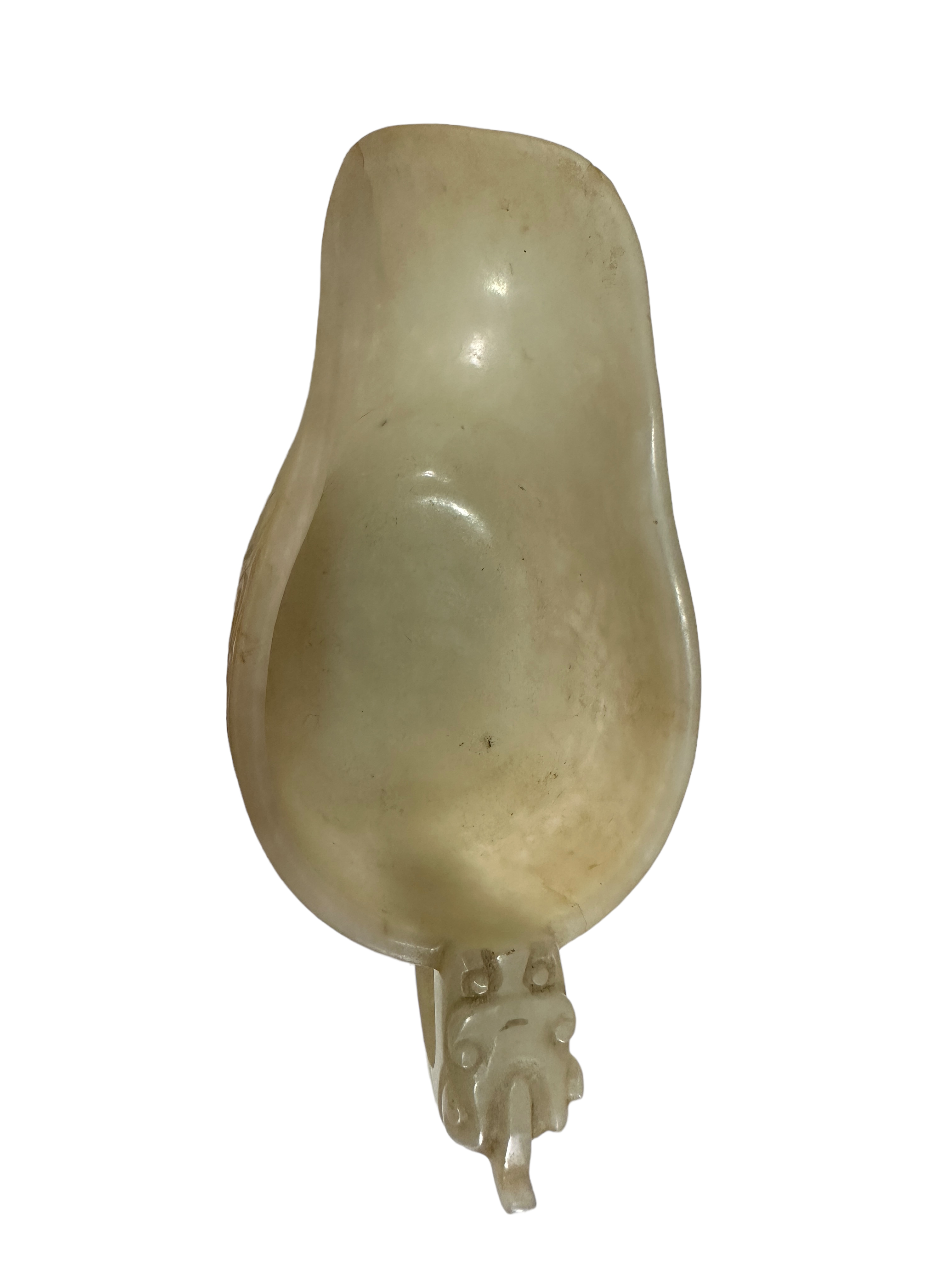 A CHINESE CELADON JADE LIBATION CUP on stand, Ch'ien Lung Period?-ex John Sparks London - Image 6 of 24