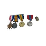 World War Trio to a: 126 PTE D.CAMPBELL. R.HIGHRS. plus Badge and Faithful Service Medal.