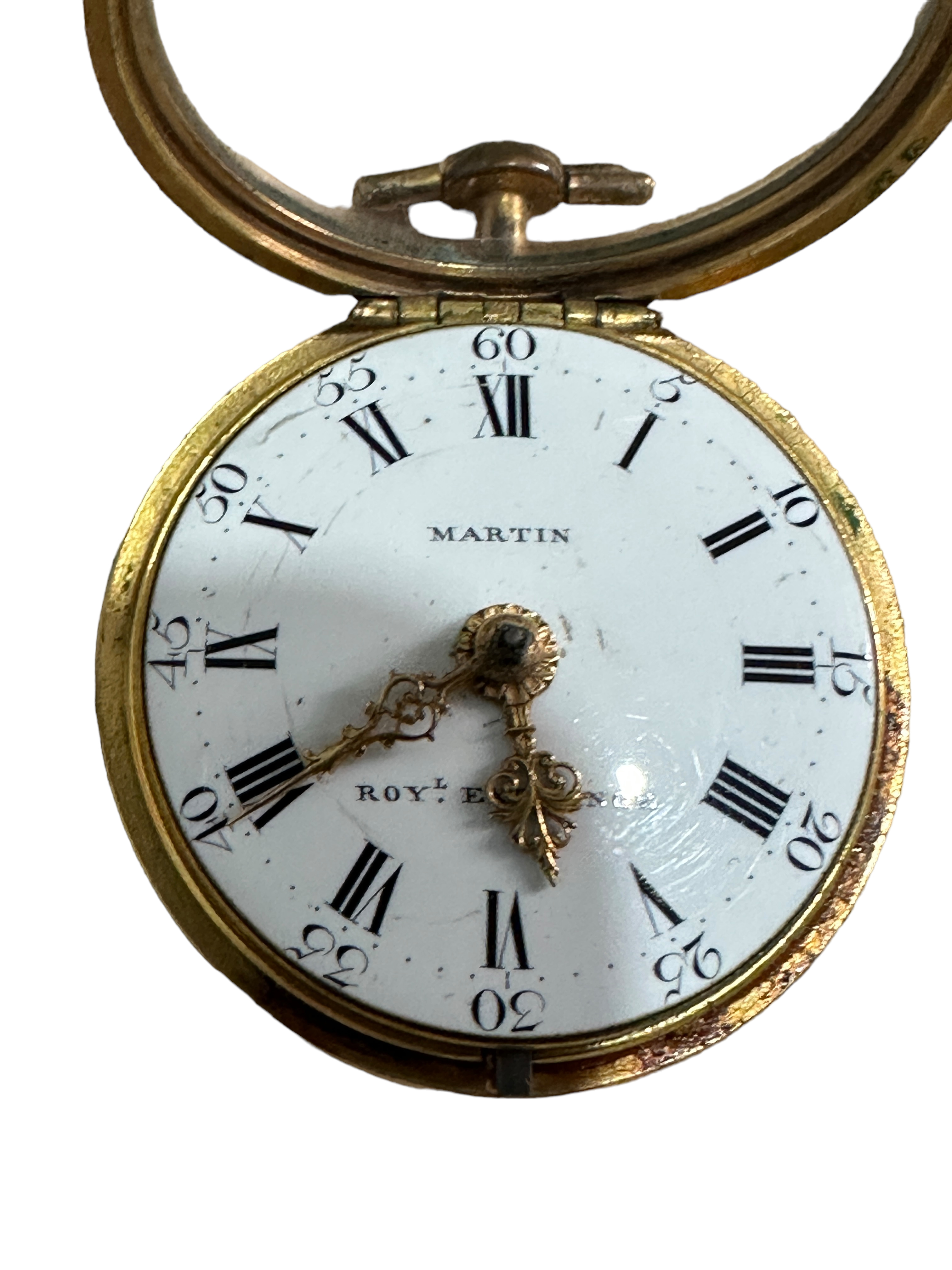 Antique Martin Royal Exchange London Verge Pocket Watch - Gold Case? - working order. - Image 8 of 16