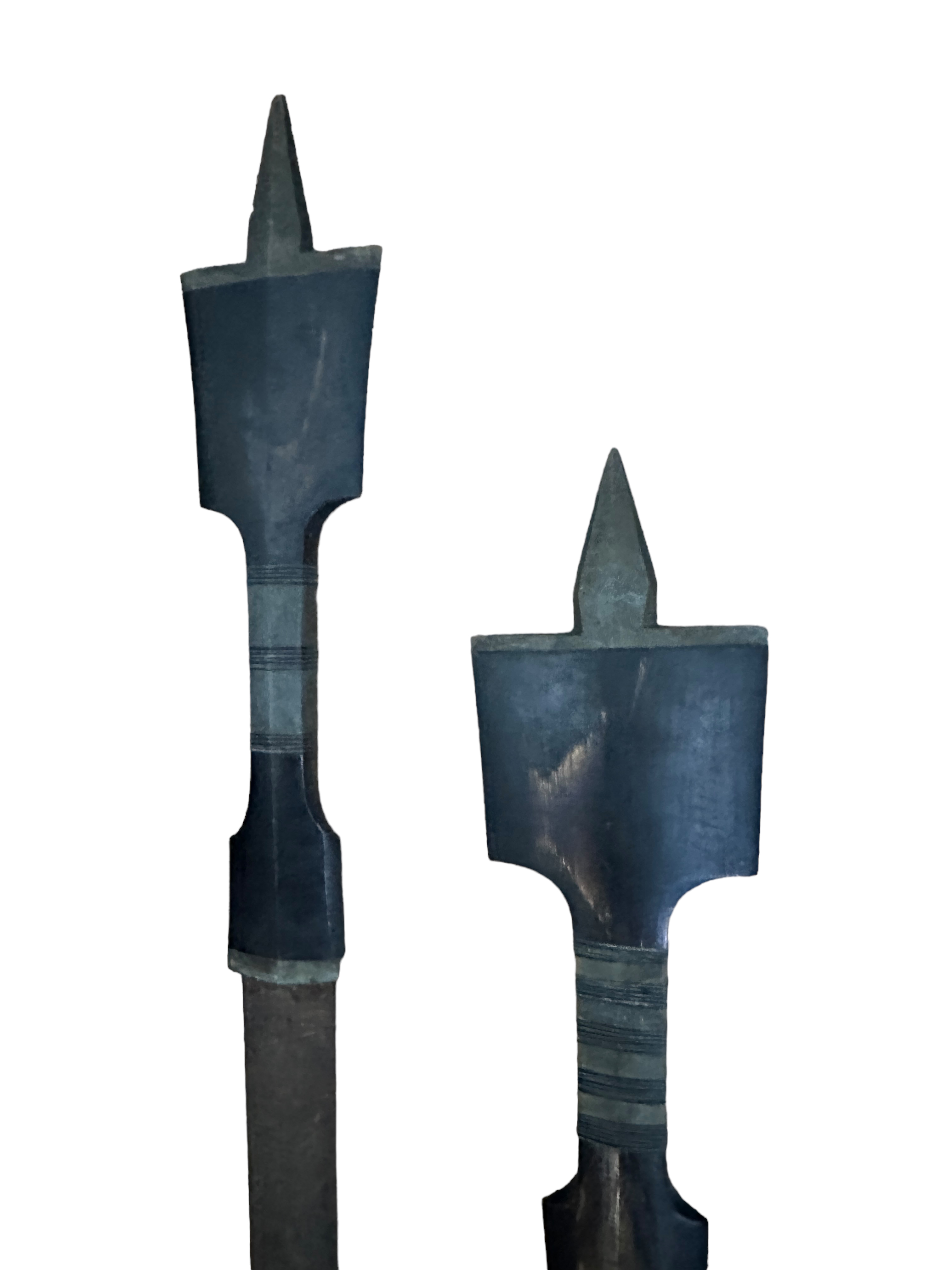 Duo of African Swords 74cm and 63cm and duo of Hide Covered Spears - 86cm long. - Image 2 of 6