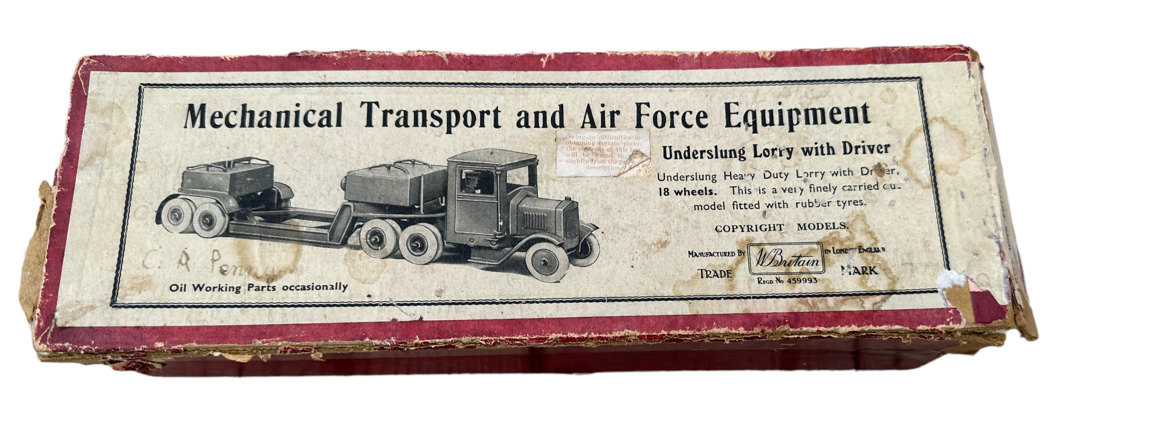 Britains Mechanical Transport and Air Force Equipment Underslung Lorry with Driver.