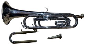 Vintage Cased Slingerland USA Trumpet 19 3/8" long.