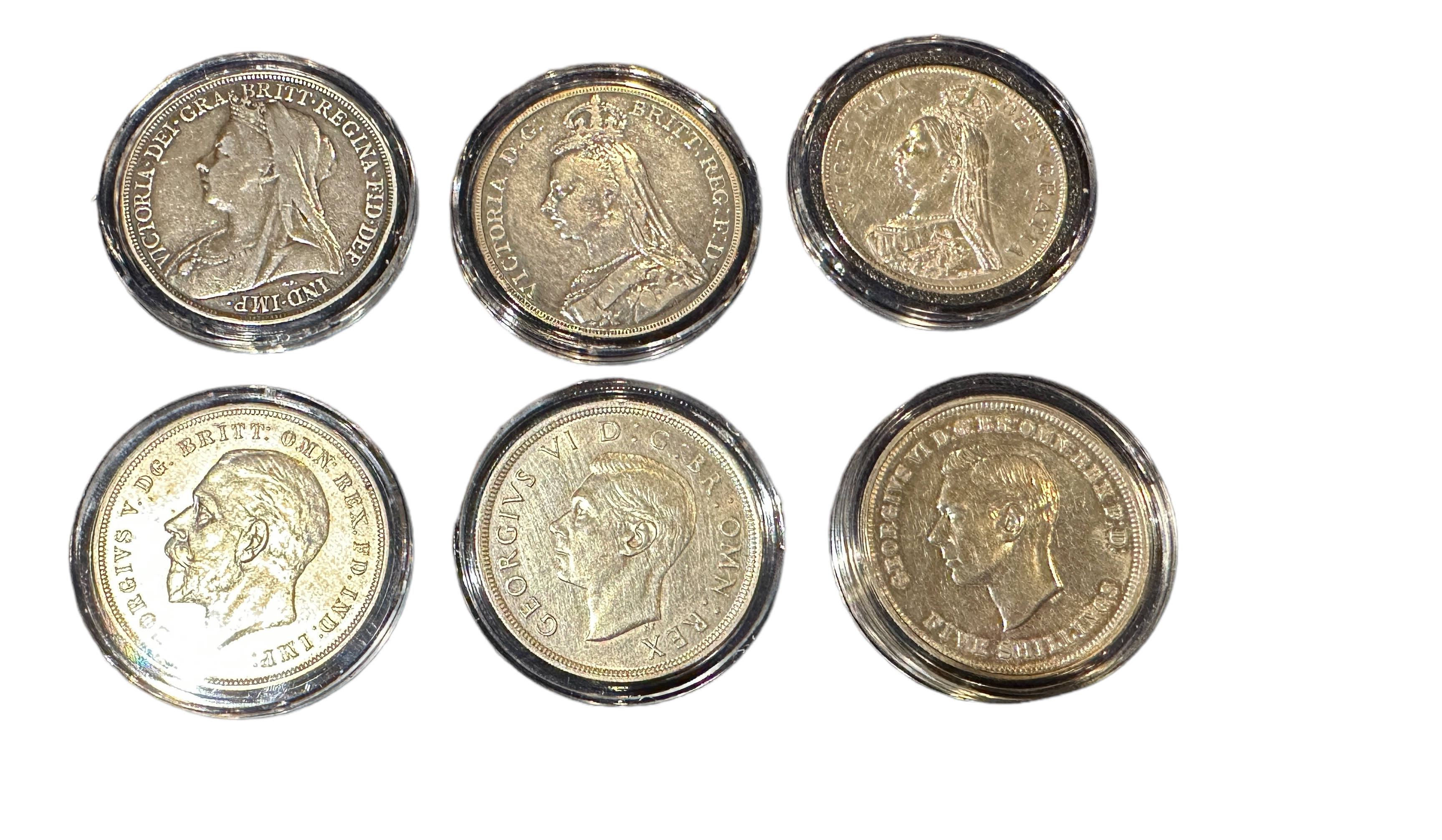 Lot of 1890 Double Florin and-1891-1895-1933-1937 and 1951 Crowns