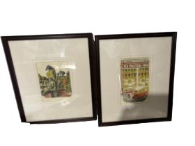 Pair of Framed Vintage Eric Ravilious Lithographs - Cheesemonger and Theatrical Properties