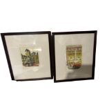 Pair of Framed Vintage Eric Ravilious Lithographs - Cheesemonger and Theatrical Properties