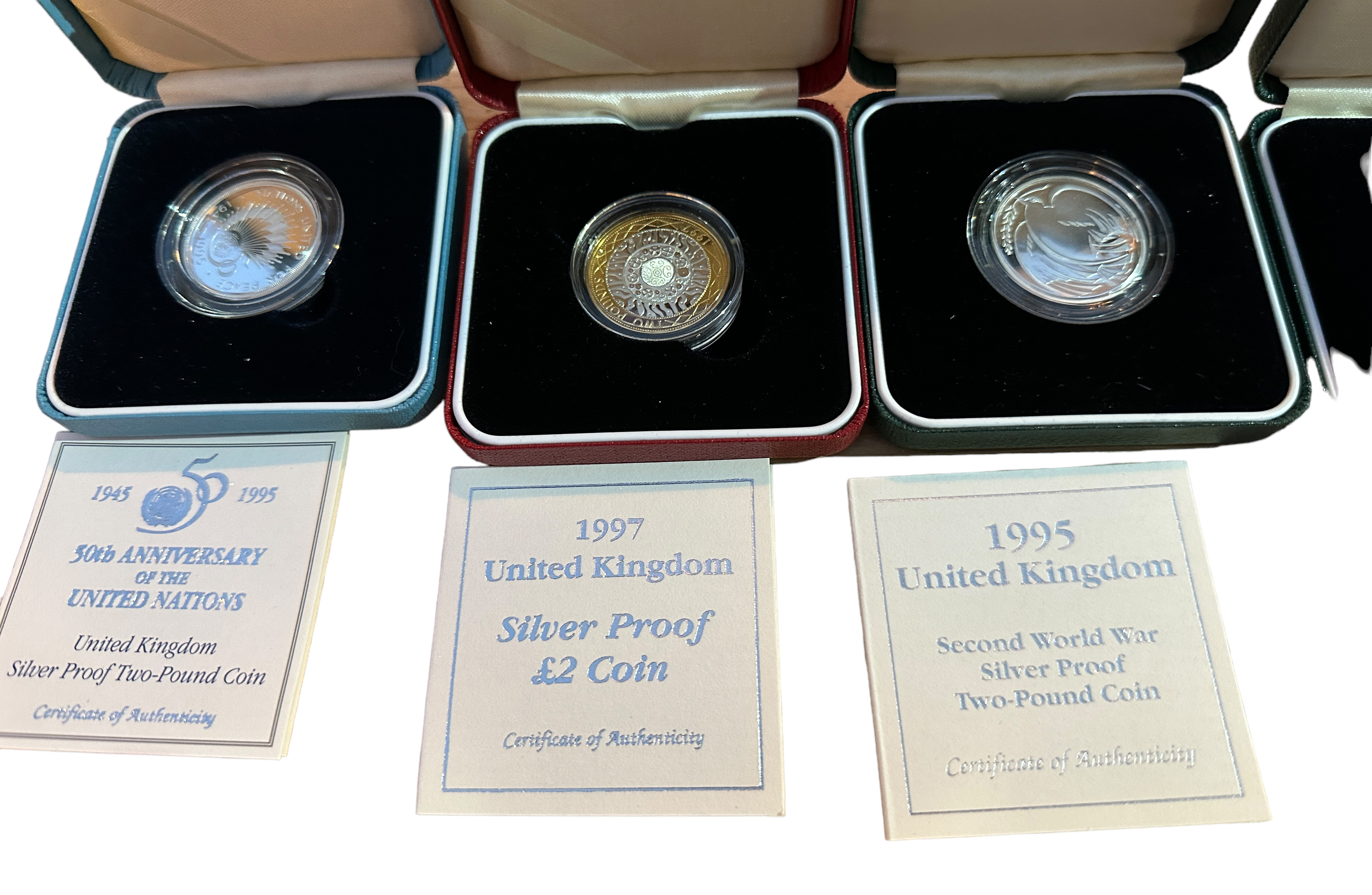 Lot of 5 Various Boxed Silver Proof £2 Coins. - Bild 2 aus 3
