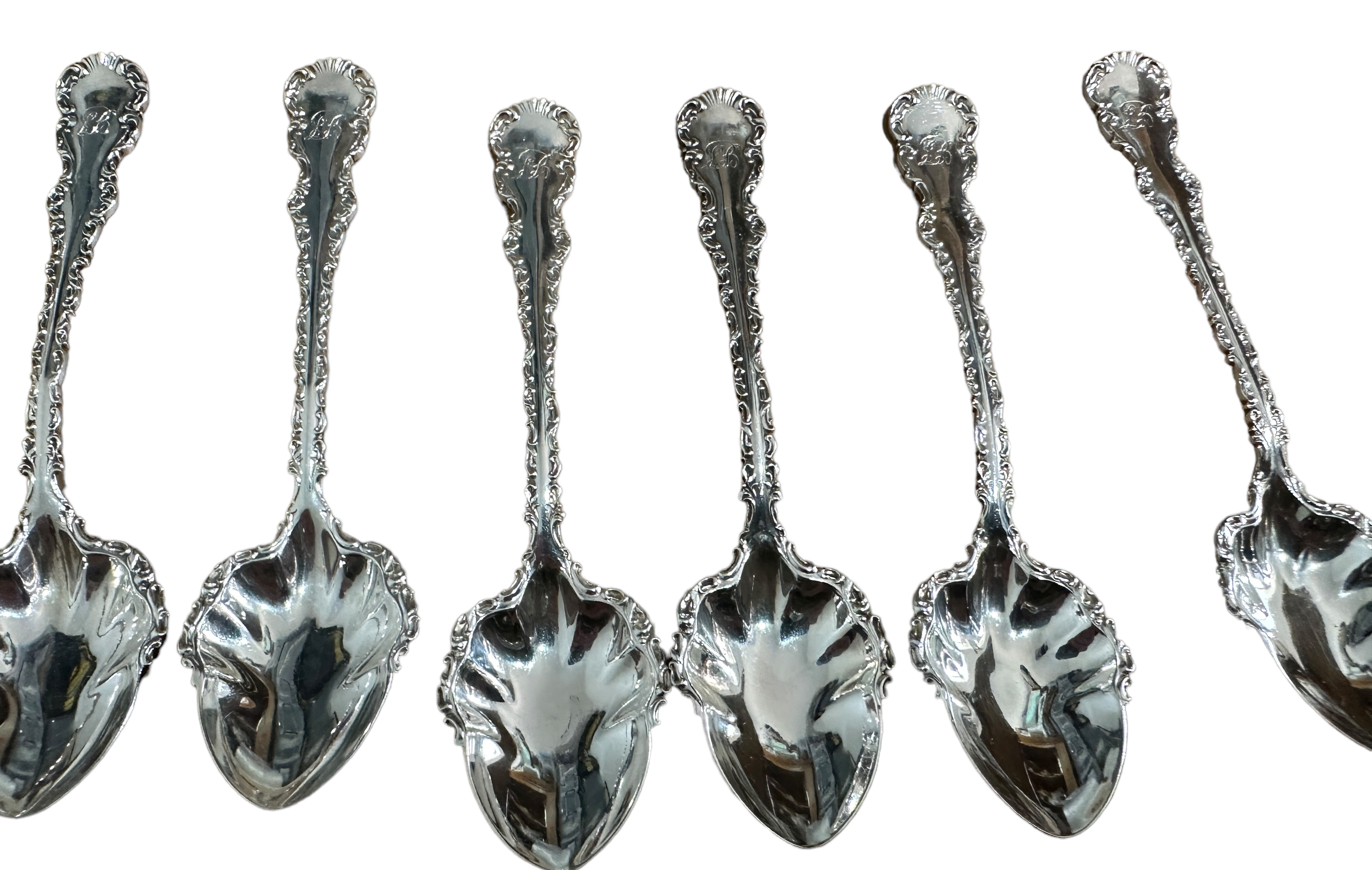 Lot of 12 Decorated Silver Spoons and Silver Tongs - Spoons 11.8 cm long. - Image 2 of 6