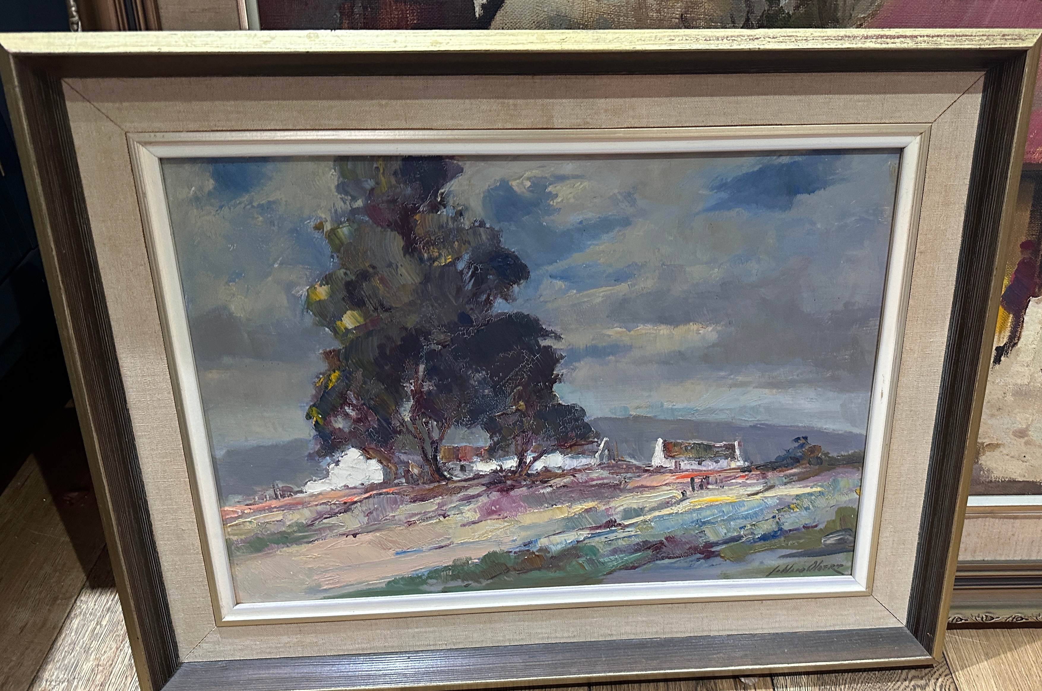 Trio of South African Oil Paintings - Trading Post and one of Table Mountain by Maurice Fearns. - Image 4 of 9