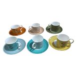 Vintage Susie Cooper Set of 6 Coffee Cans and Saucers.