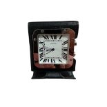 Vintage Leather Cased Cartier Santos Travel Clock.