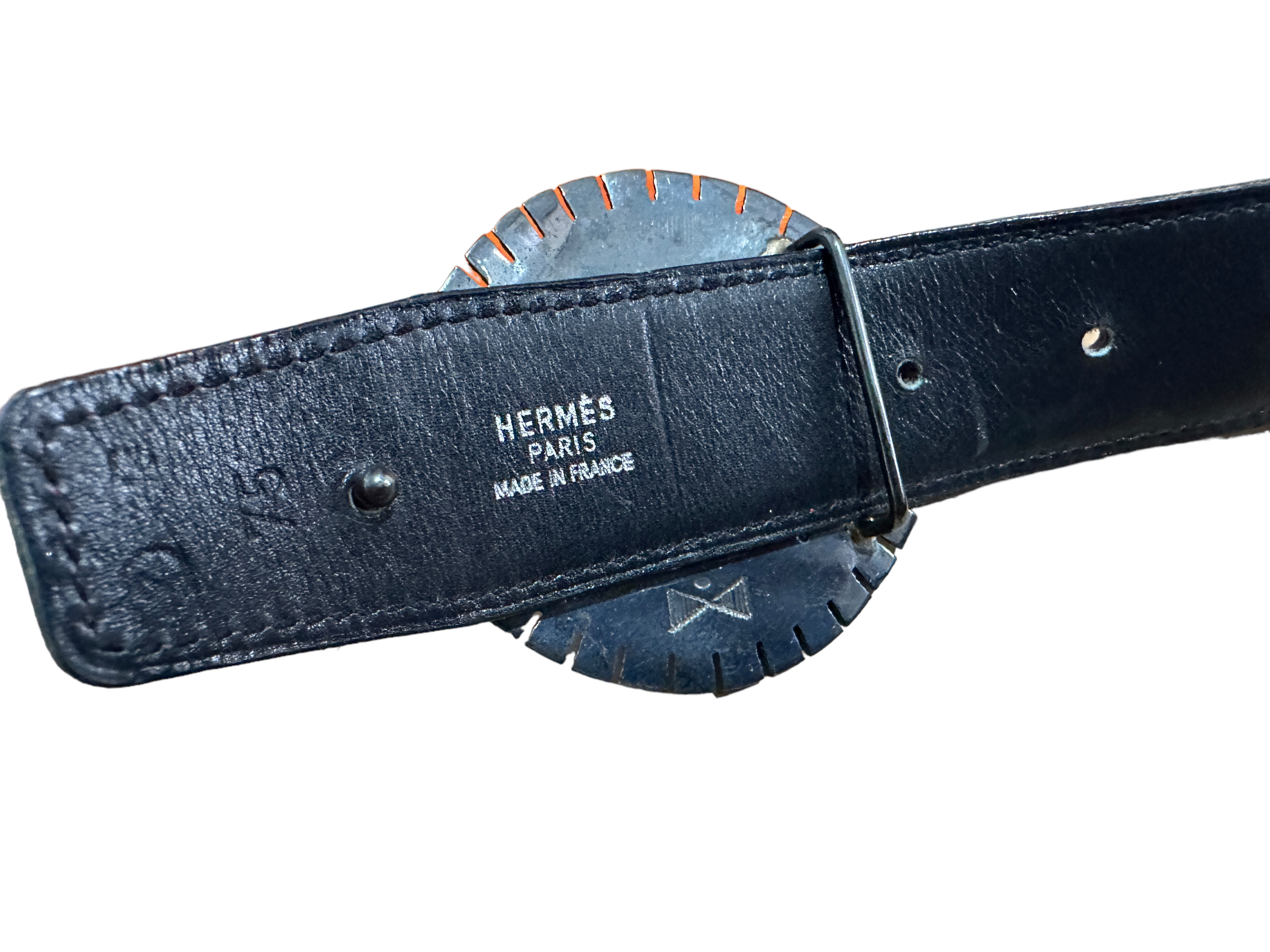 Vintage Bagged Hermes Leather Belt - 33 3/4" long-vendor states that Buckle is a one off. - Image 3 of 9