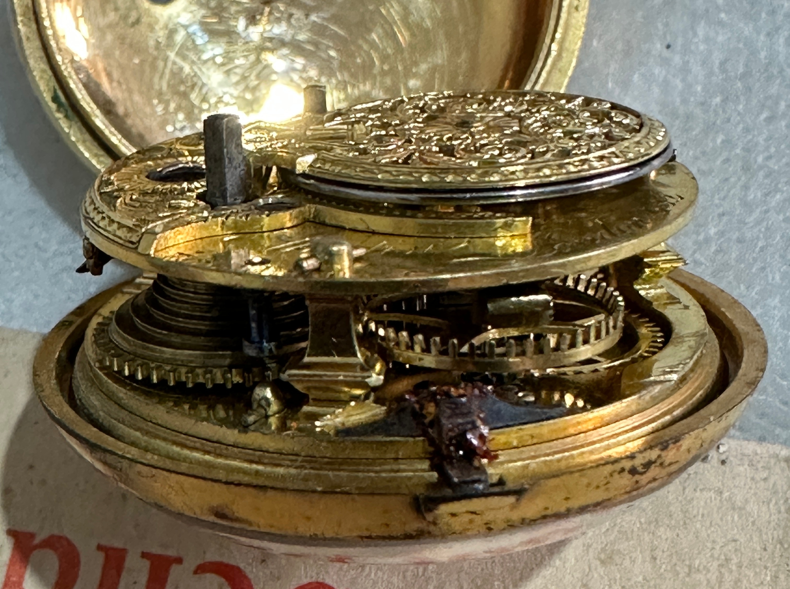 Antique Martin Royal Exchange London Verge Pocket Watch - Gold Case? - working order. - Image 15 of 16