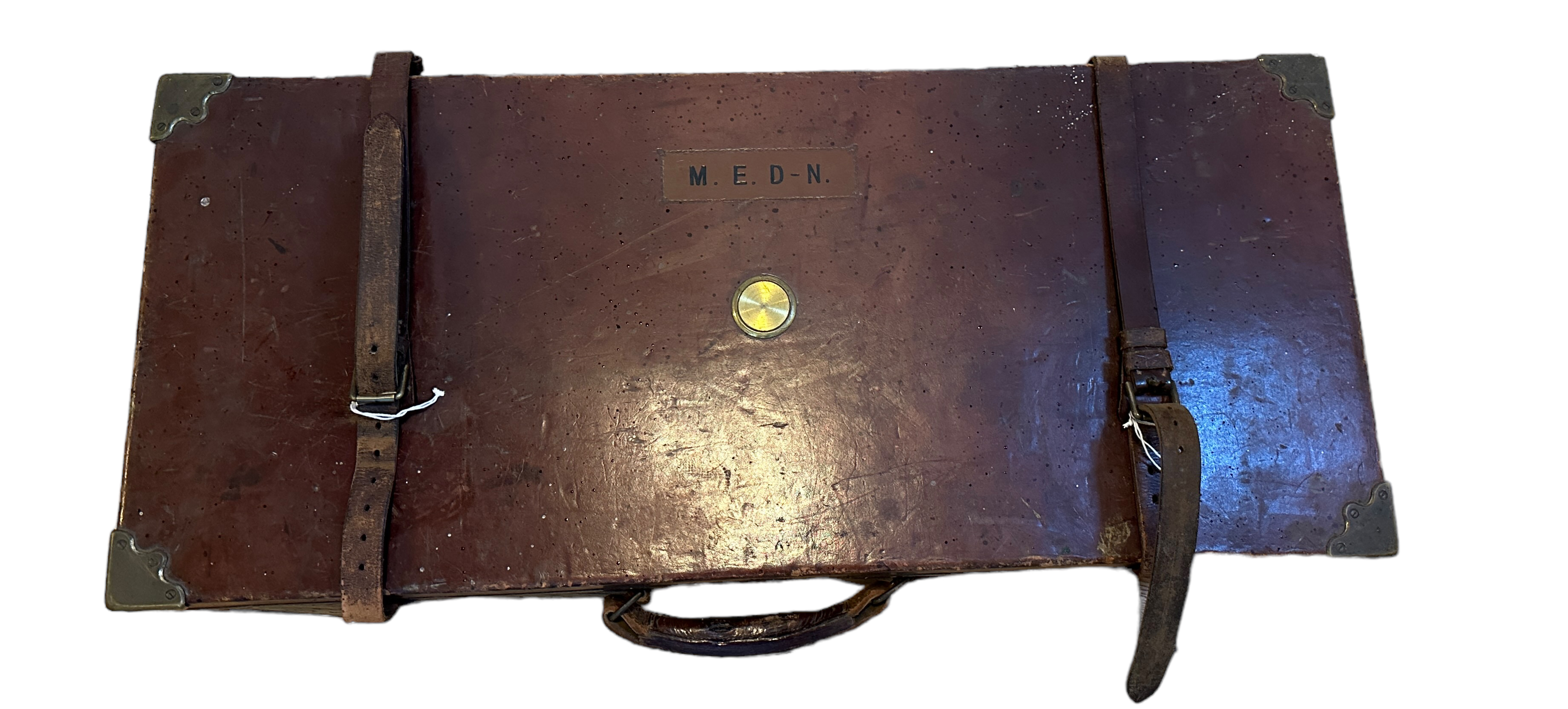 Antique Holland&Holland Leather and Wood Gun Case - 33 1/2" x 14 1/2" x 3 5/8" with fittings.