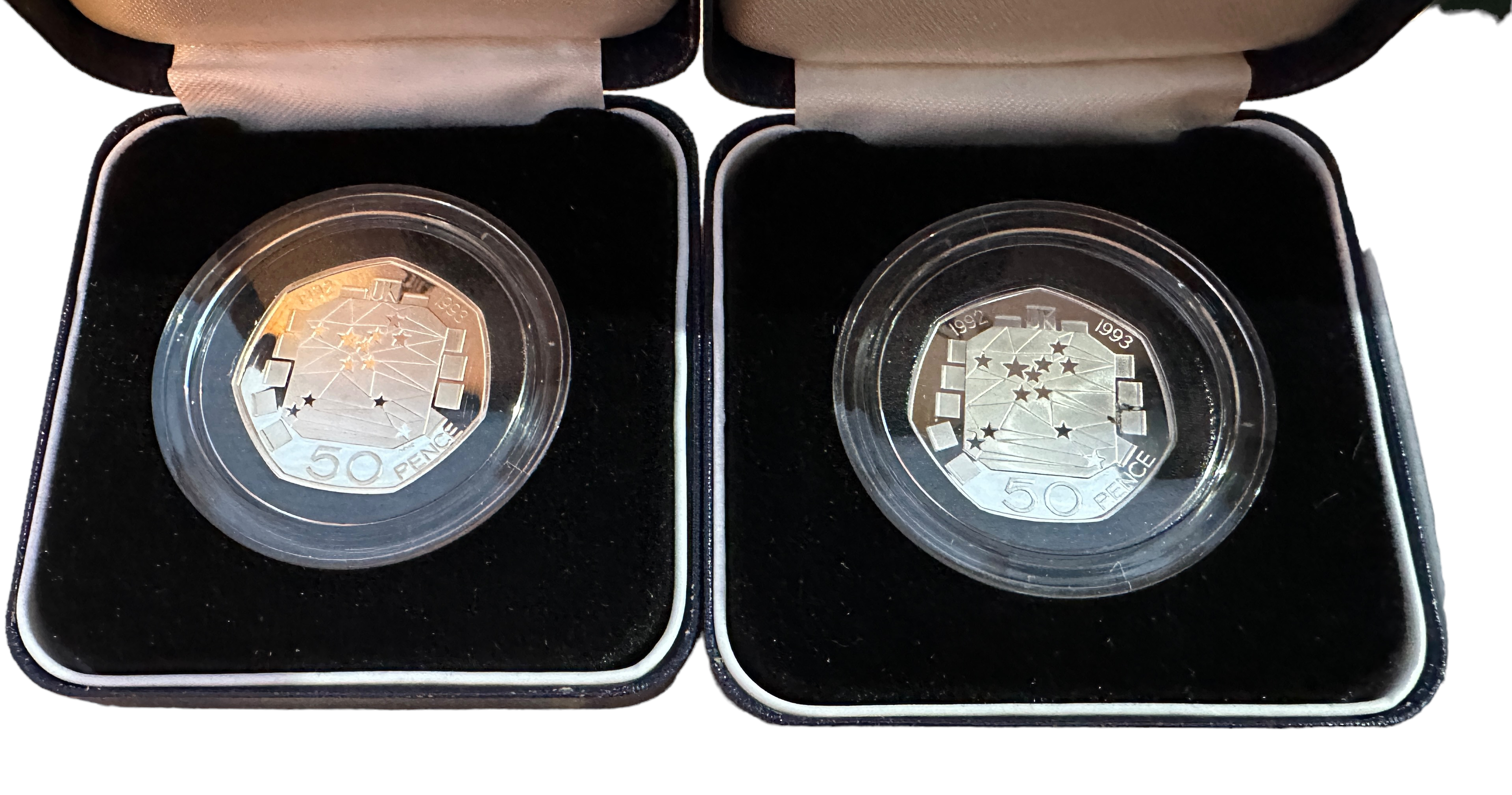 3 Lots of Boxed Silver Proof Fifty Pence Pieces. - Bild 2 aus 3