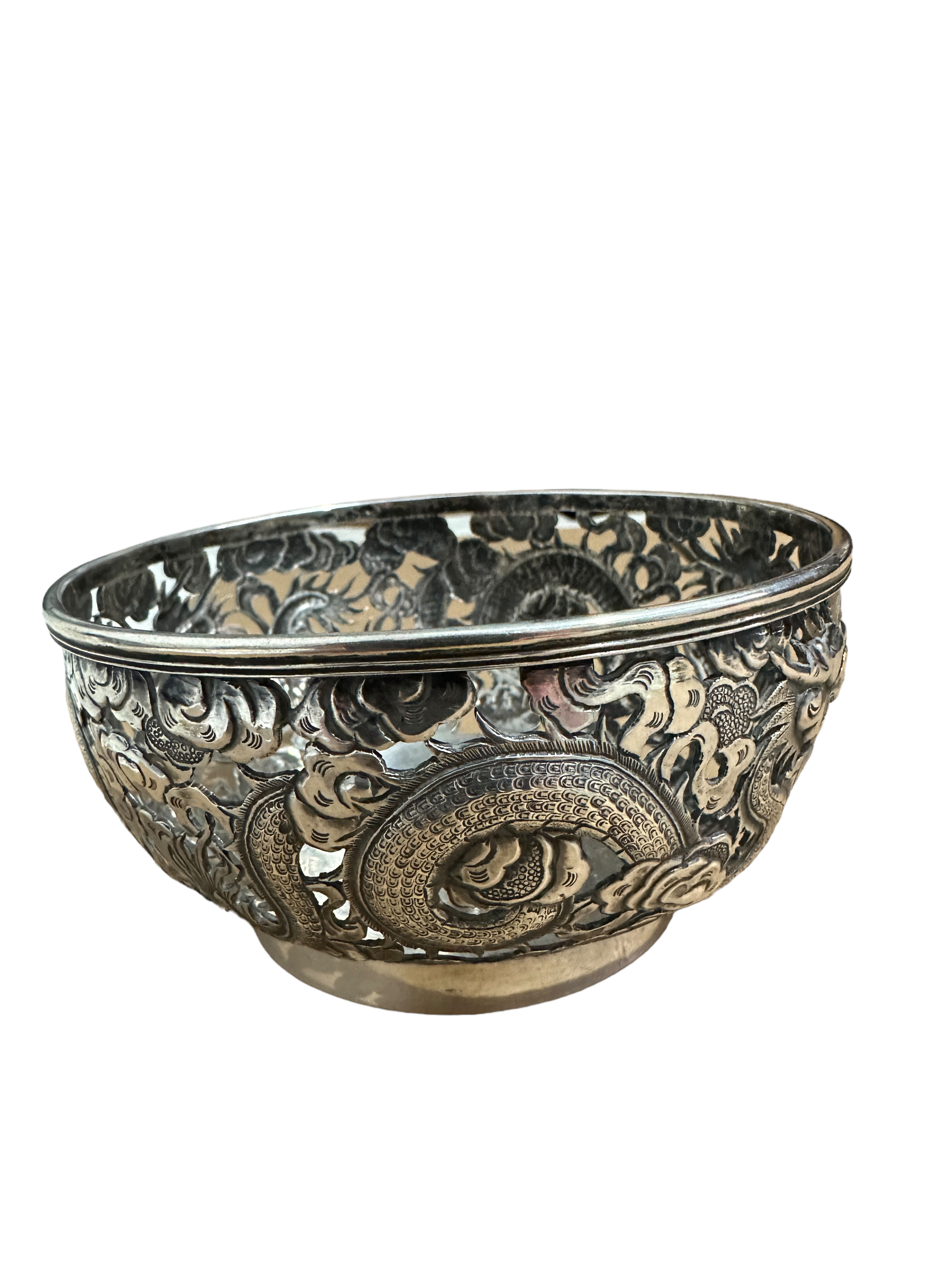 Antique Chinese Export Pierced Silver Bowl - 11.2cm diameter and 5.7cm tall. - Image 11 of 13