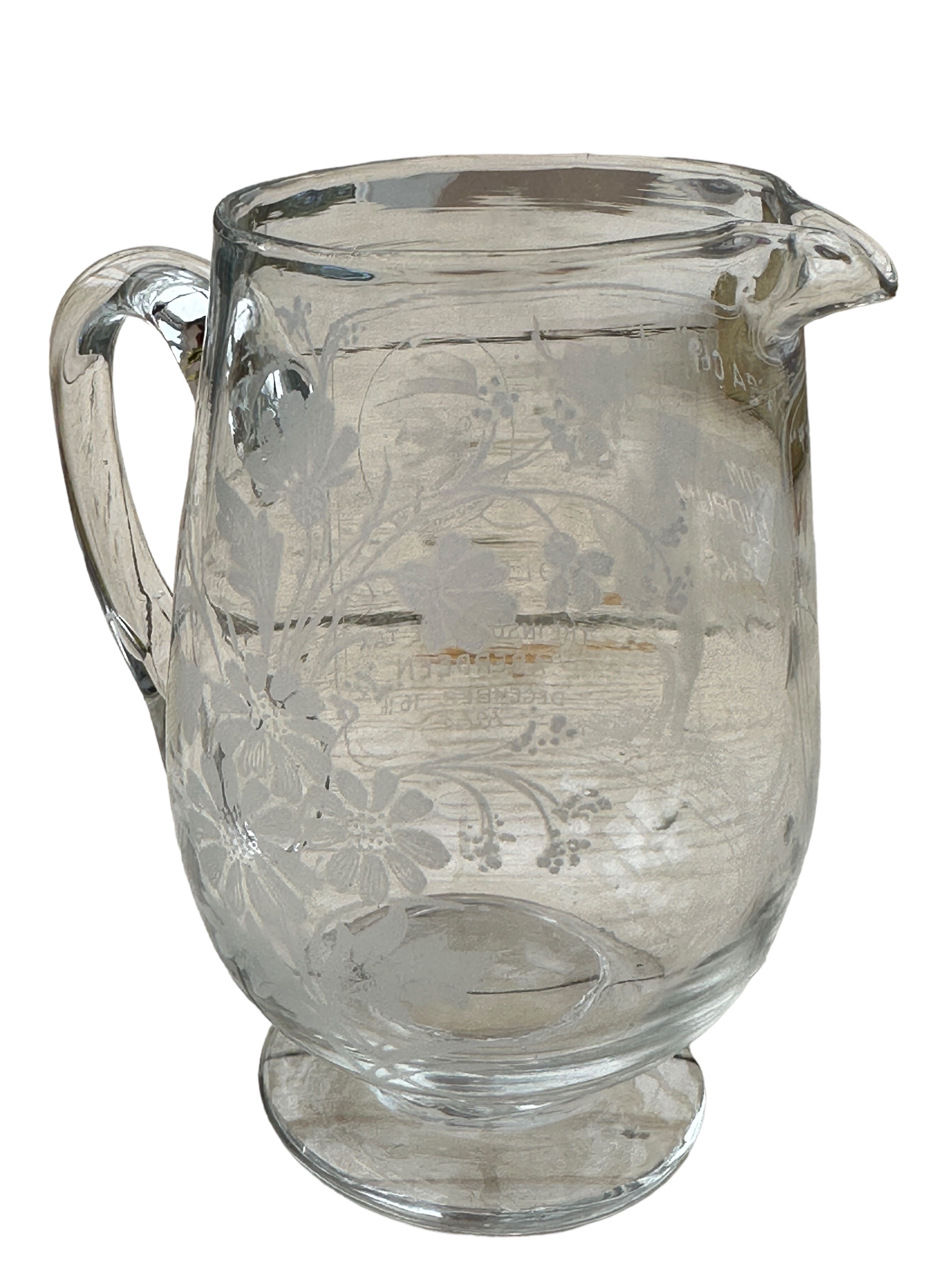 Antique Glass " The Turra Coo from Lendrum to Leeks" Jug - 4" tall. Condition Report: It is our - Image 5 of 8