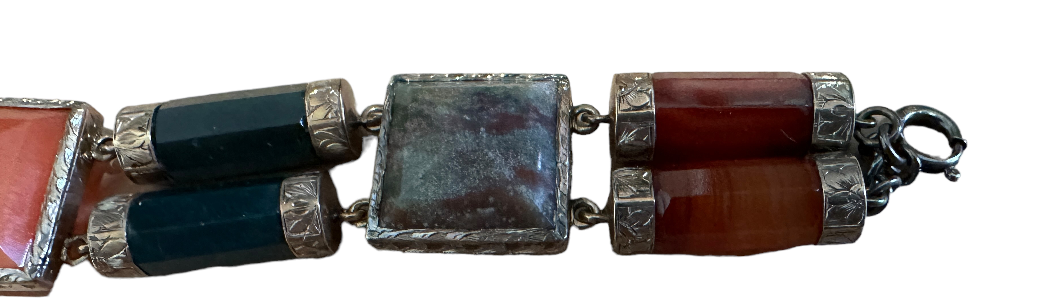 Antique/Vintage Scottish Silver and Hardstone Bracelet approx 18cm long. - Image 2 of 8