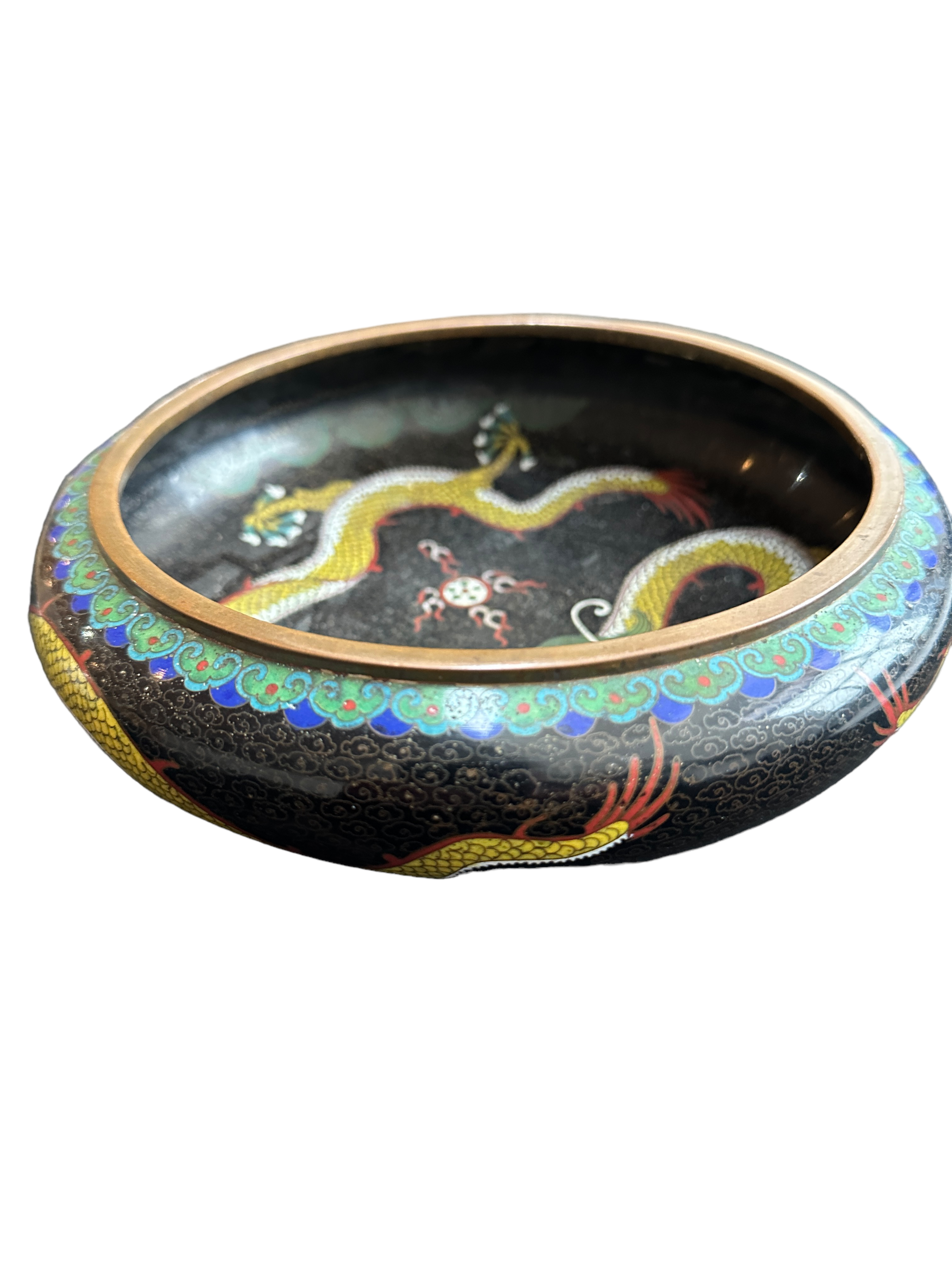 Antique/Vintage Cloisonne Bowl - 20cm diameter and 6cm tall.