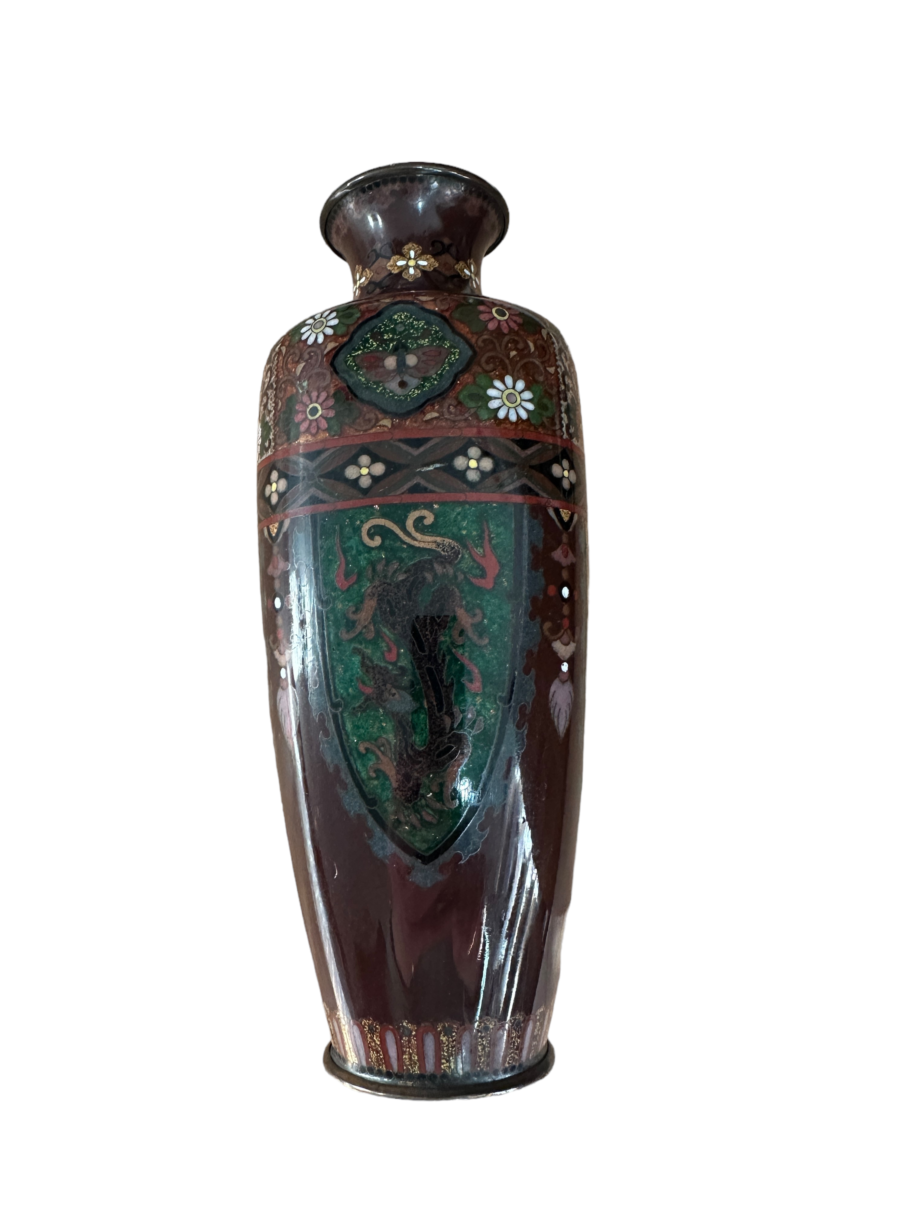 Lot of Antique Cloisonne Vase - 25cm tall. - Image 3 of 6