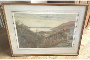 Ishbel McWhirter? 1886 Mixed Media Painting of Scottish Landscape - 26" x 17 1/4".
