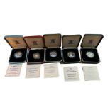 Lot of 5 Various Boxed Silver Proof £2 Coins.