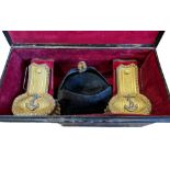 Rear Admiral R W Mayo "Osprey Supremo" Tin Box of Hat, Epaullettes and Sword Belt.