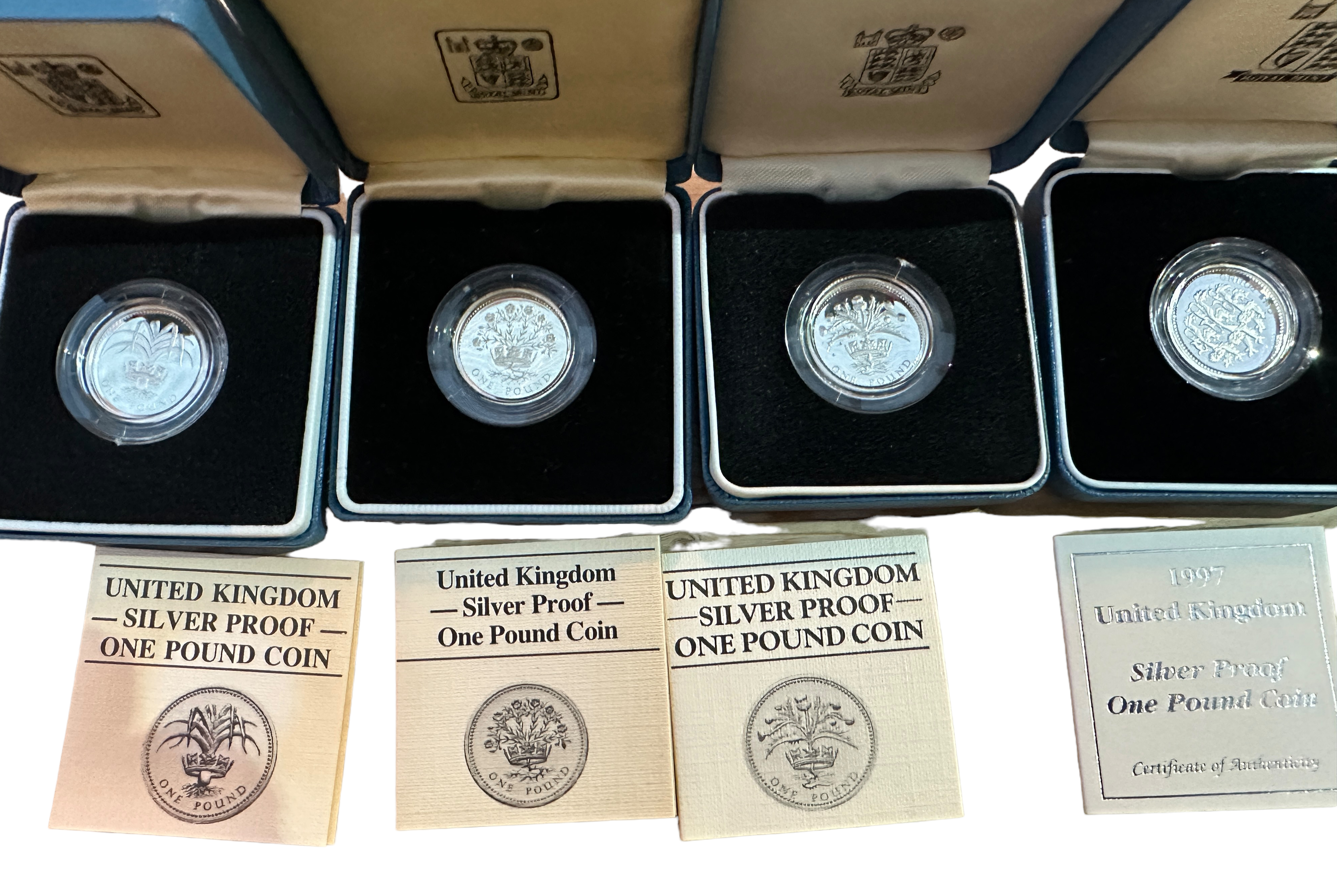 Lot of 3 Boxed Silver Proof £1 Coins and Boxed 1997 Silver Proof Coin - Image 3 of 3